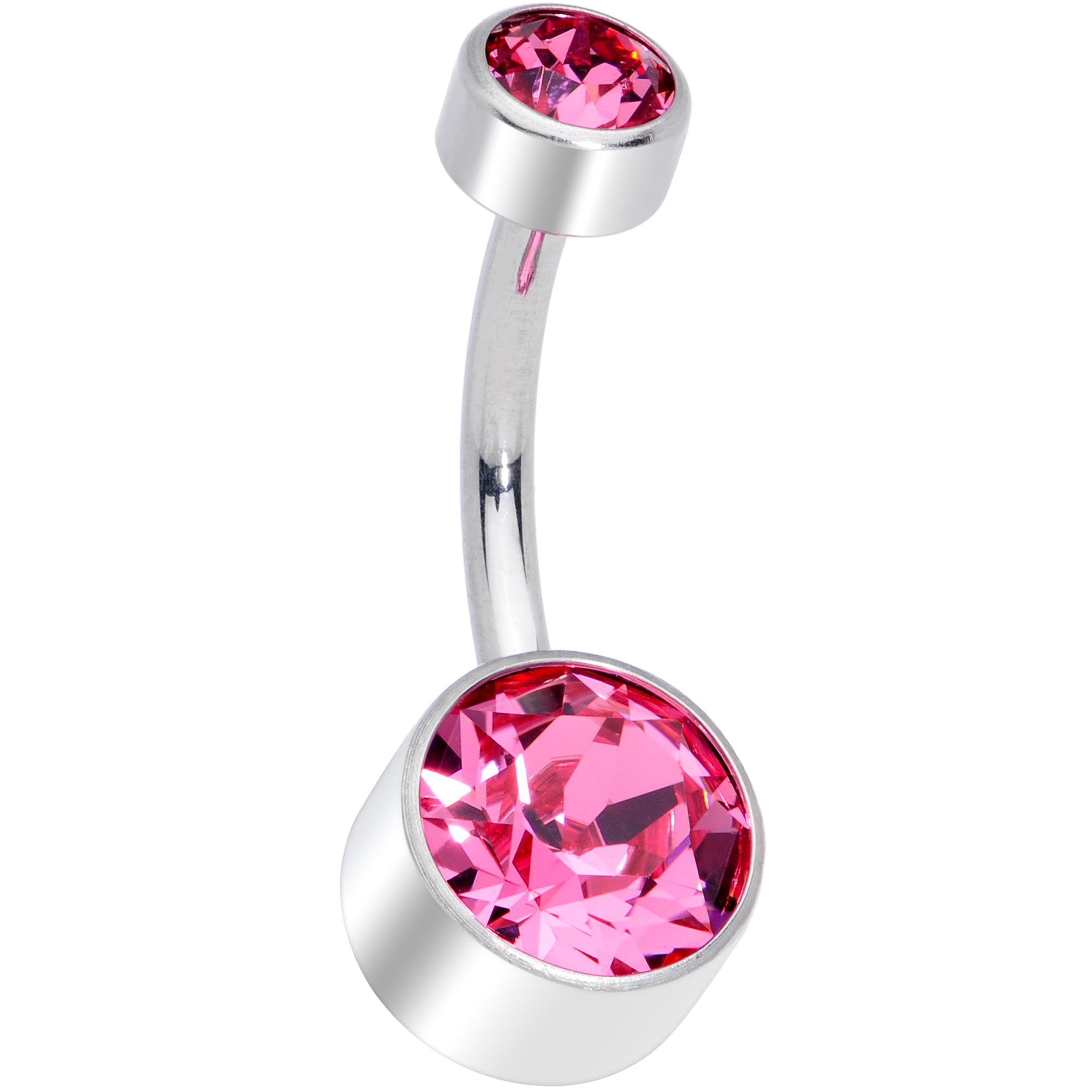 Pink 8mm Titanium Internal Thread Belly Ring Created with Crystals