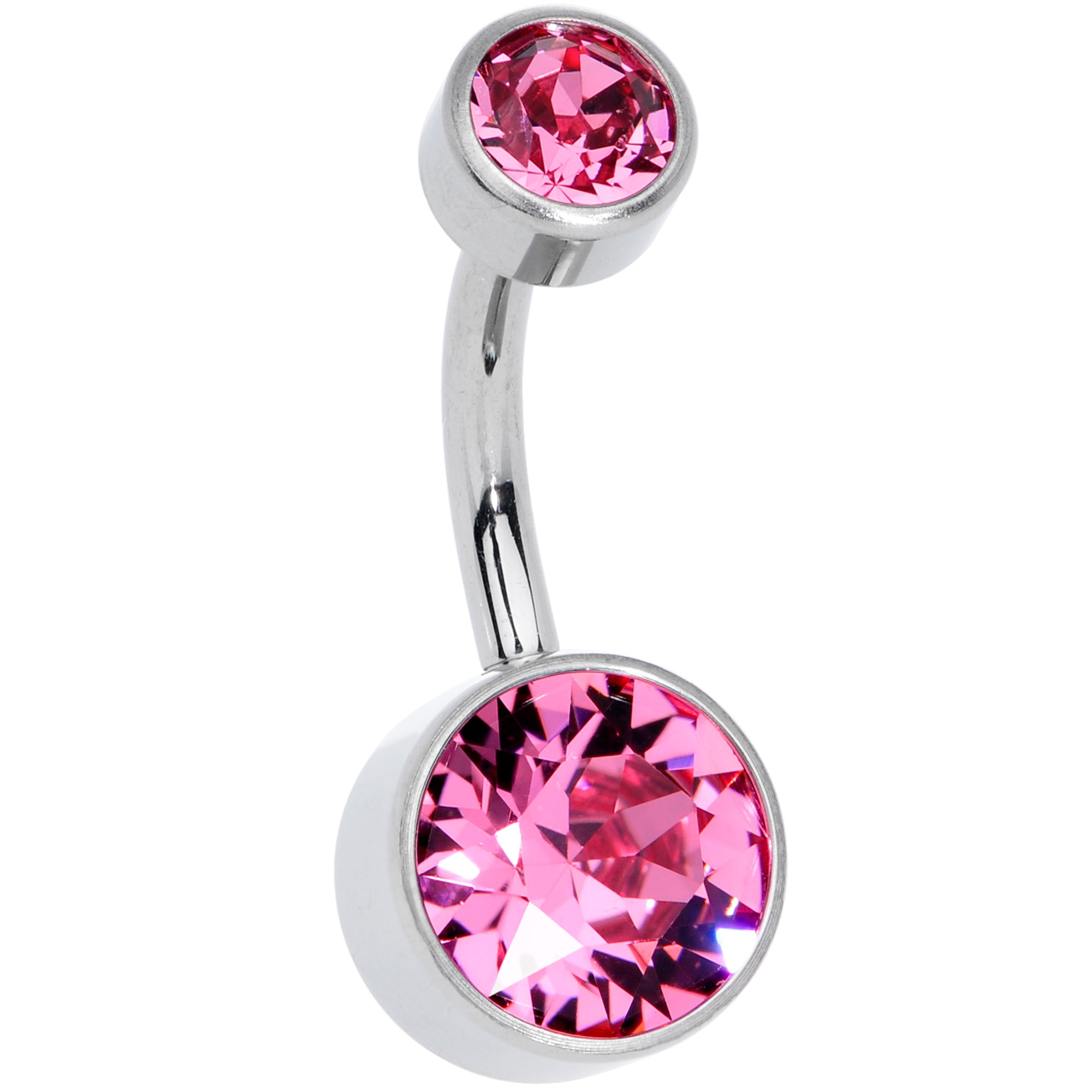 Pink 8mm Titanium Internal Thread Belly Ring Created with Crystals