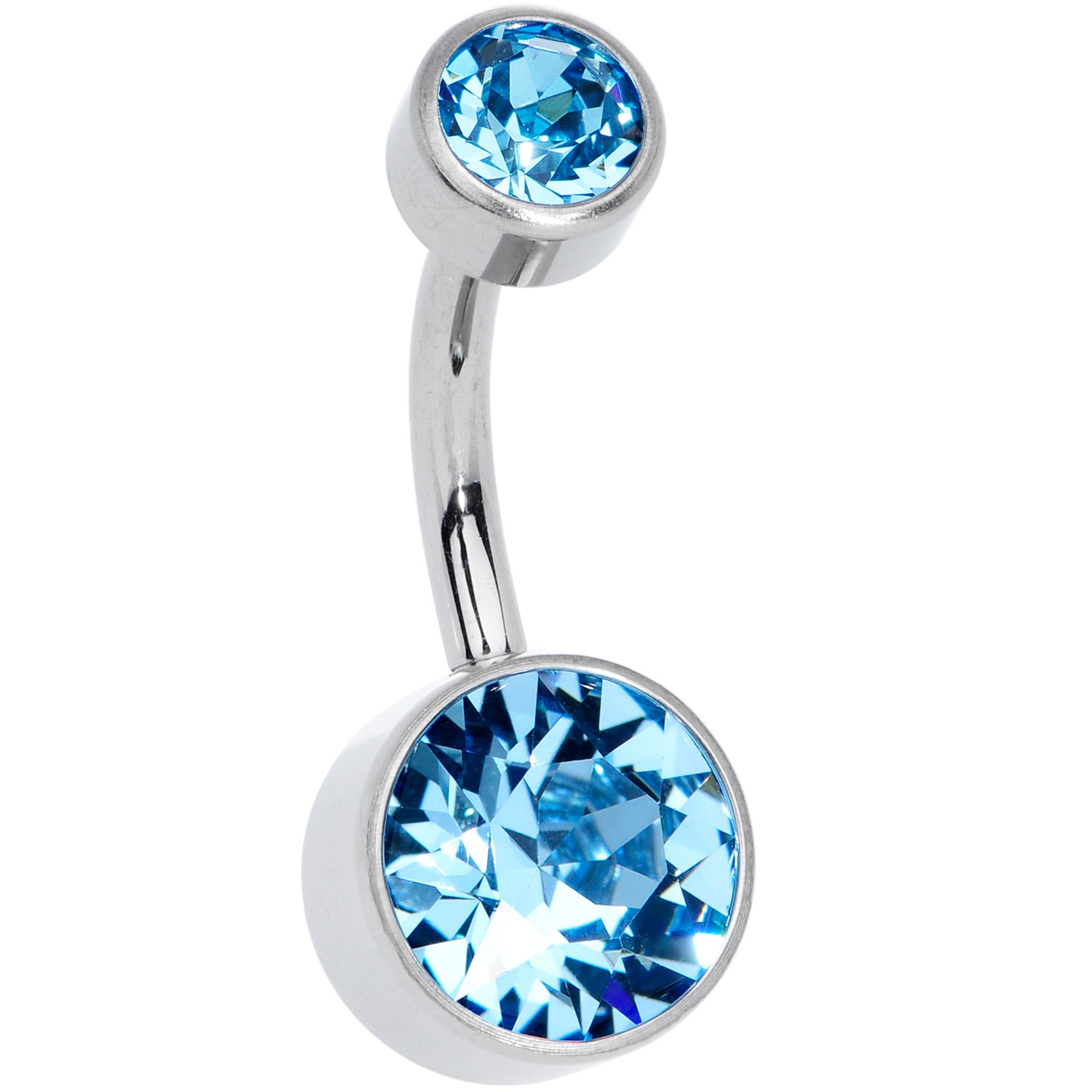 Aqua 8mm Titanium Internal Thread Belly Ring Created with Crystals