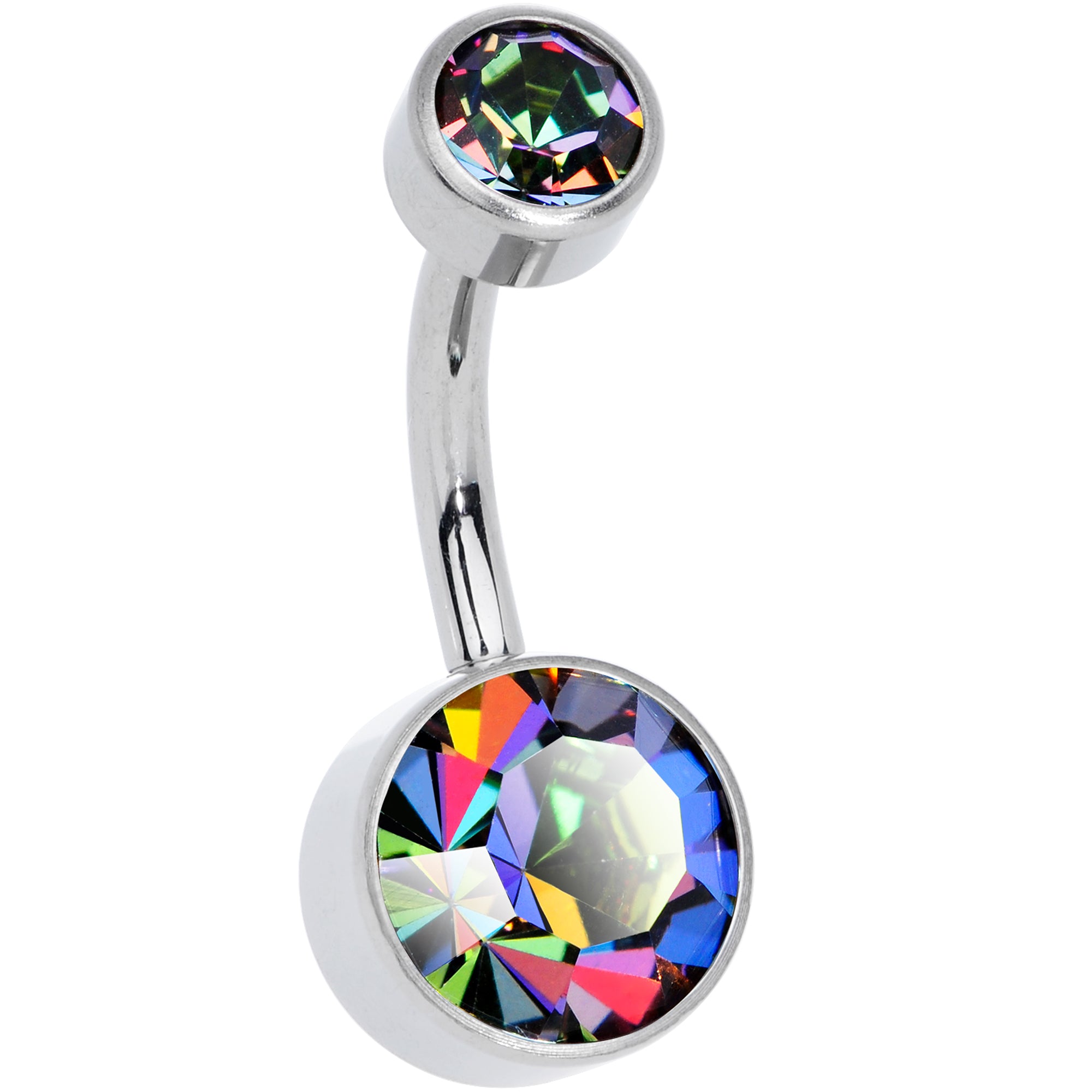 Vitrail 8mm Titanium Internal Thread Belly Ring Created with Crystals