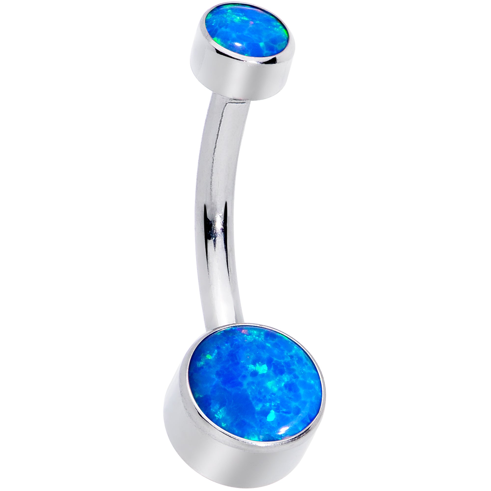 Blue Synthetic Opal Grade 23 Titanium Internal Thread Duo Belly Ring