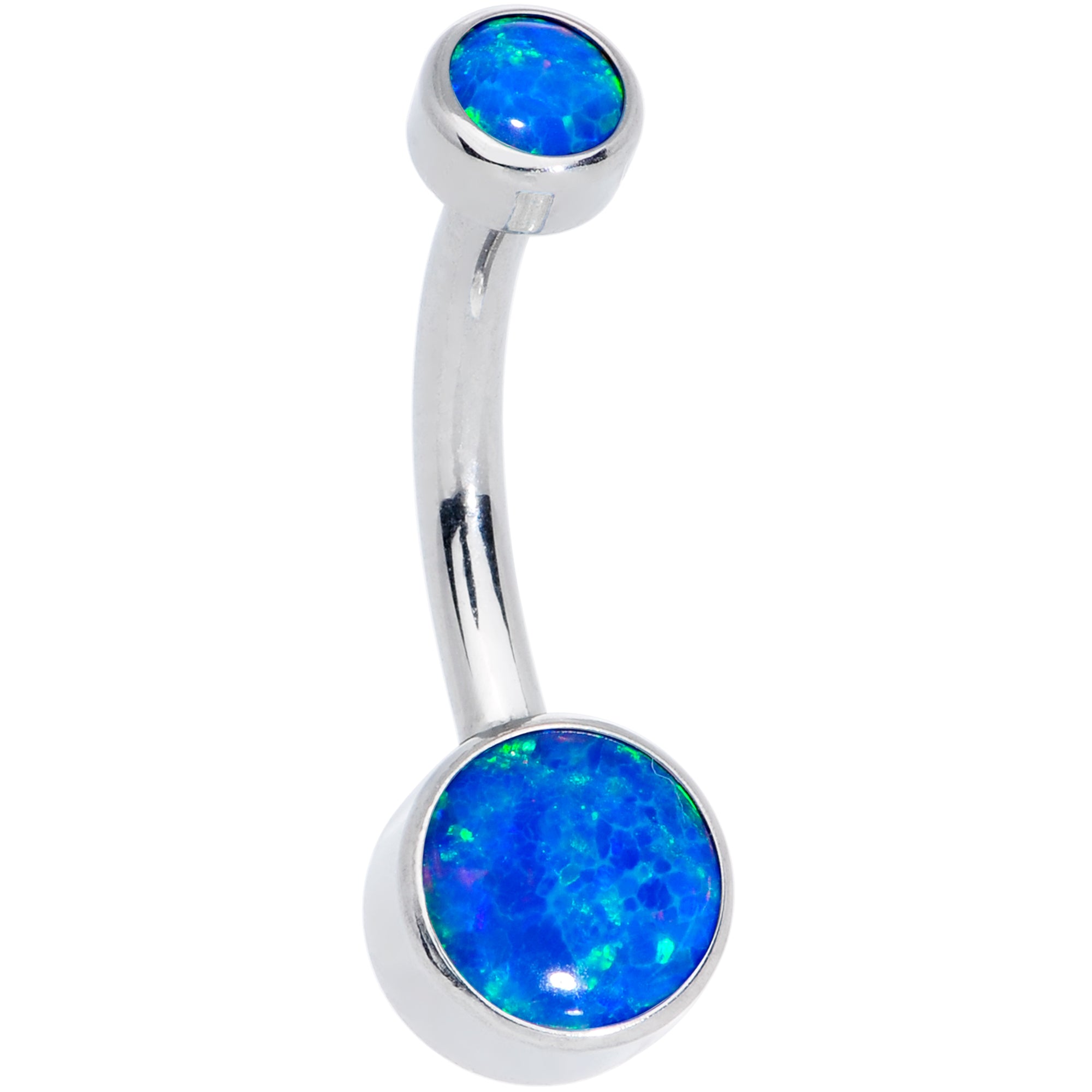 Blue Synthetic Opal Grade 23 Titanium Internal Thread Duo Belly Ring