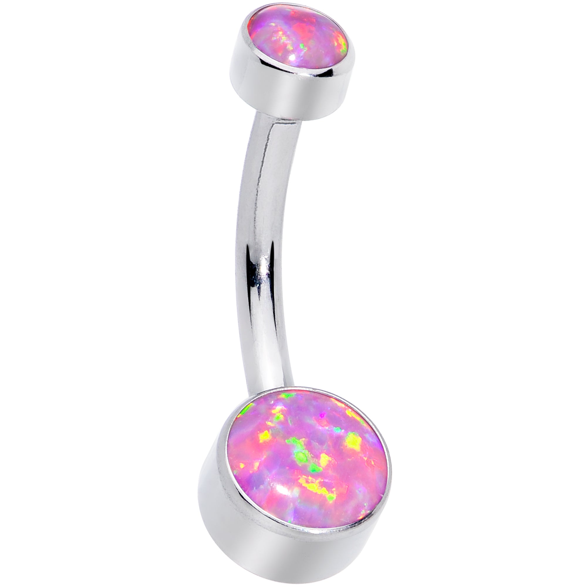 Pink Synthetic Opal Grade 23 Titanium Internal Thread Duo Belly Ring