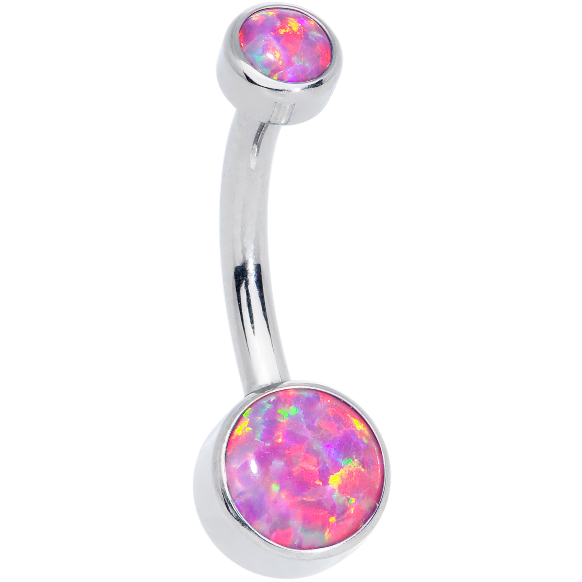 Pink Synthetic Opal Grade 23 Titanium Internal Thread Duo Belly Ring