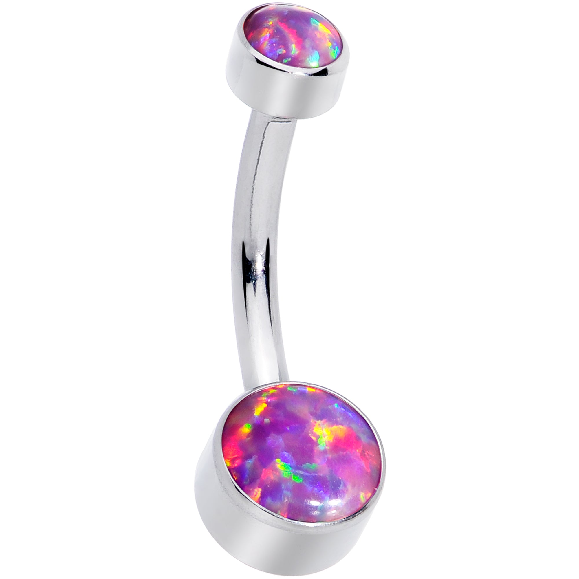 Purple Synthetic Opal Grade 23 Titanium Internal Thread Duo Belly Ring