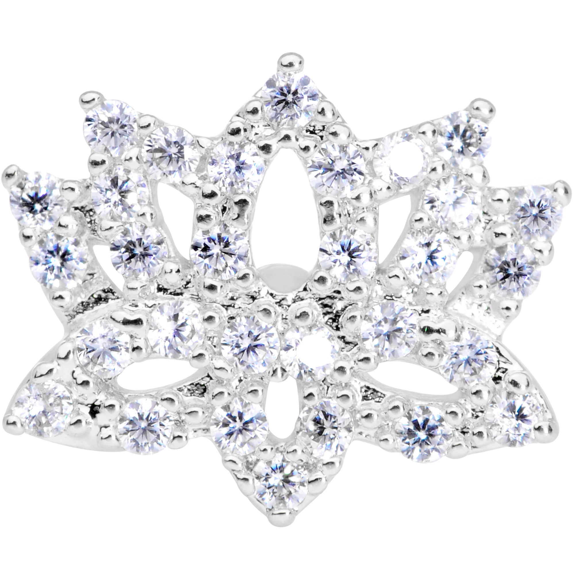 16 Gauge 1/4 Clear CZ Gem Lotus Flower Cartilage Tragus