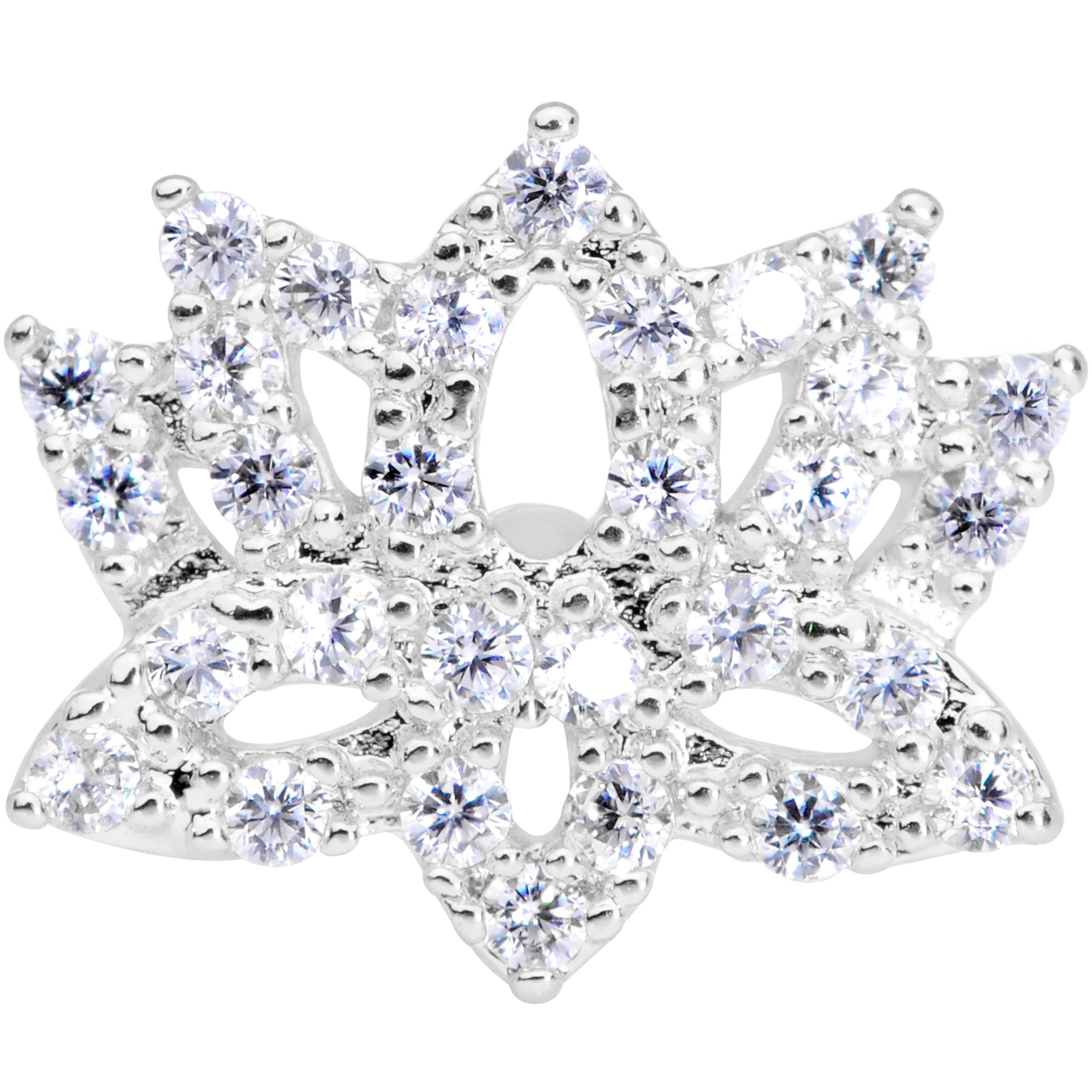 20 Gauge 1/4 Clear CZ Gem Lotus Flower Nose Bone