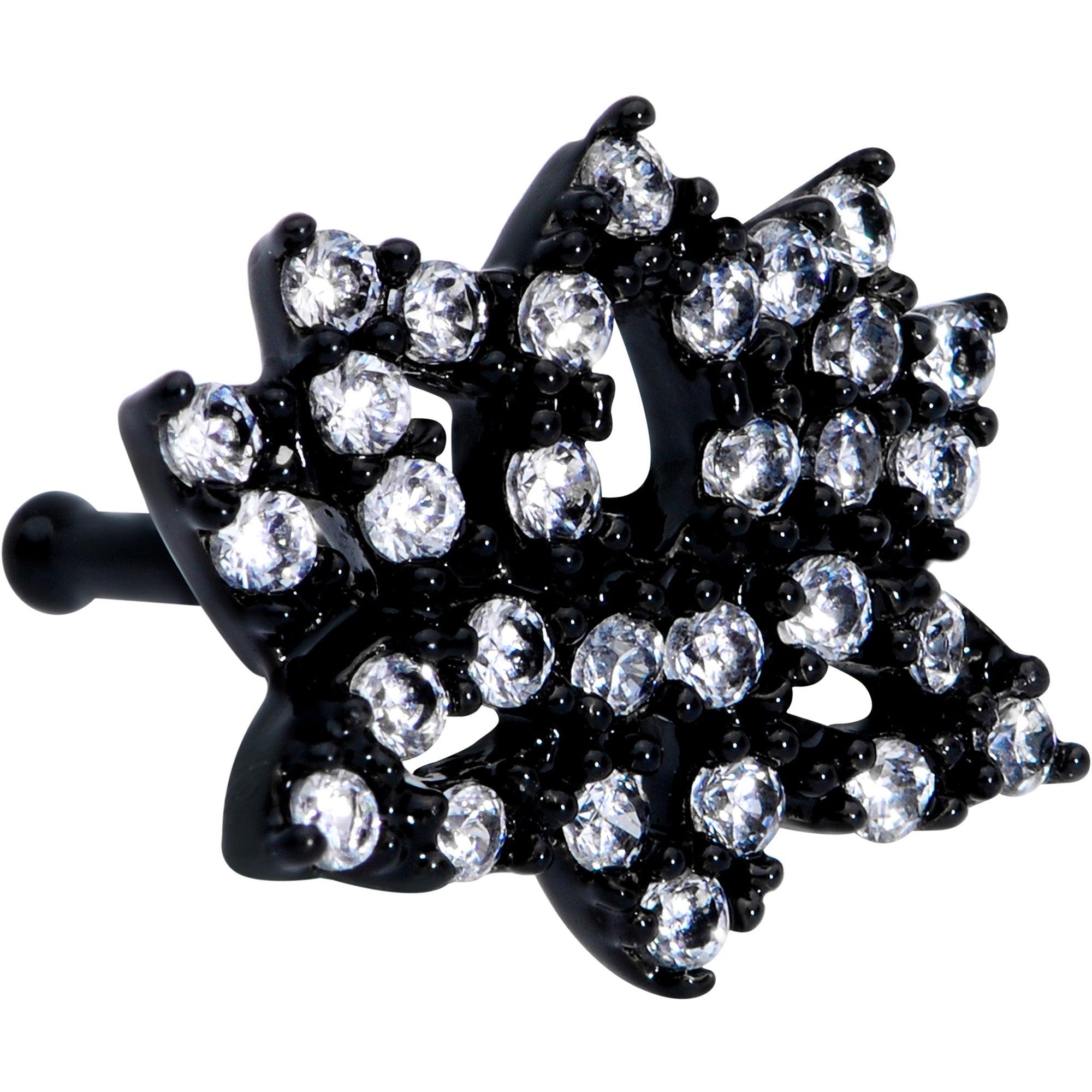 20 Gauge 1/4 Clear CZ Gem Black Lotus Flower Nose Bone