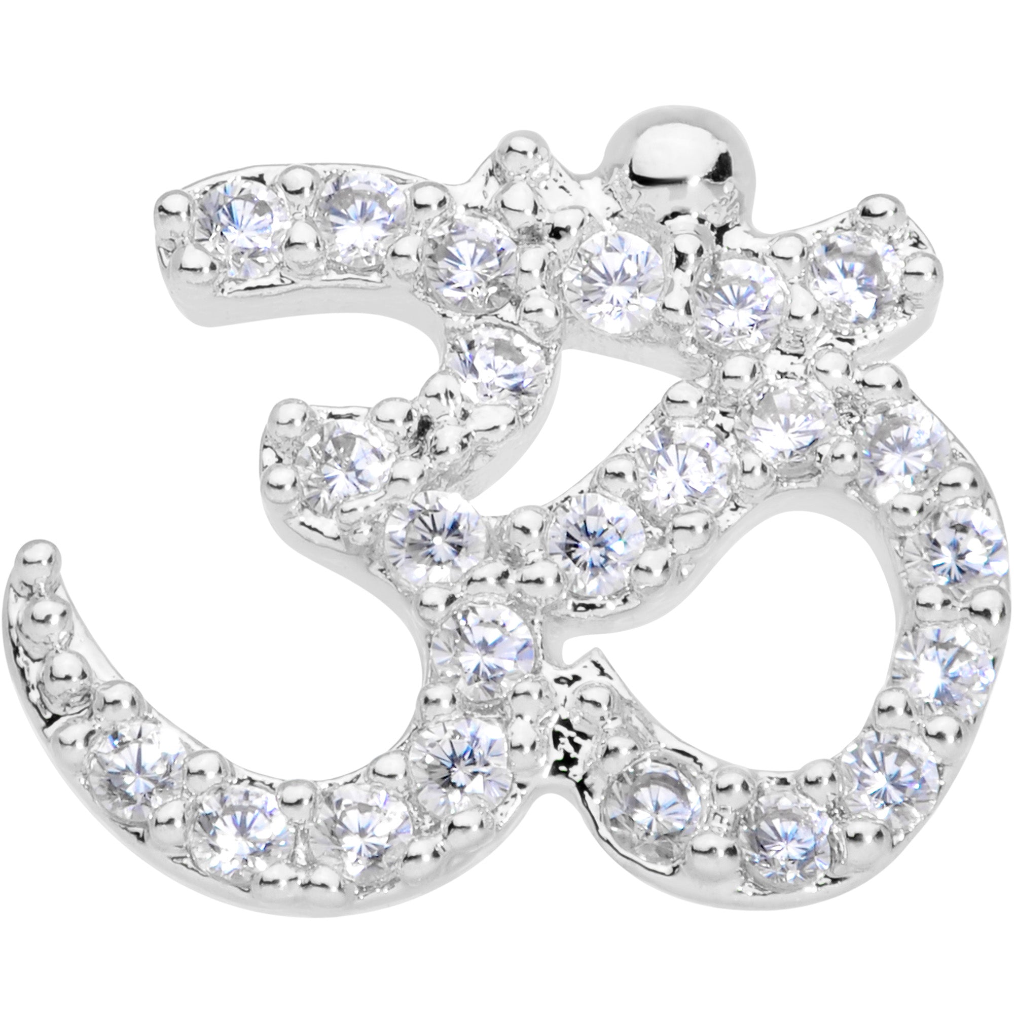 18 Gauge 3/8 Clear CZ Gem Amazing Om Nose Hoop