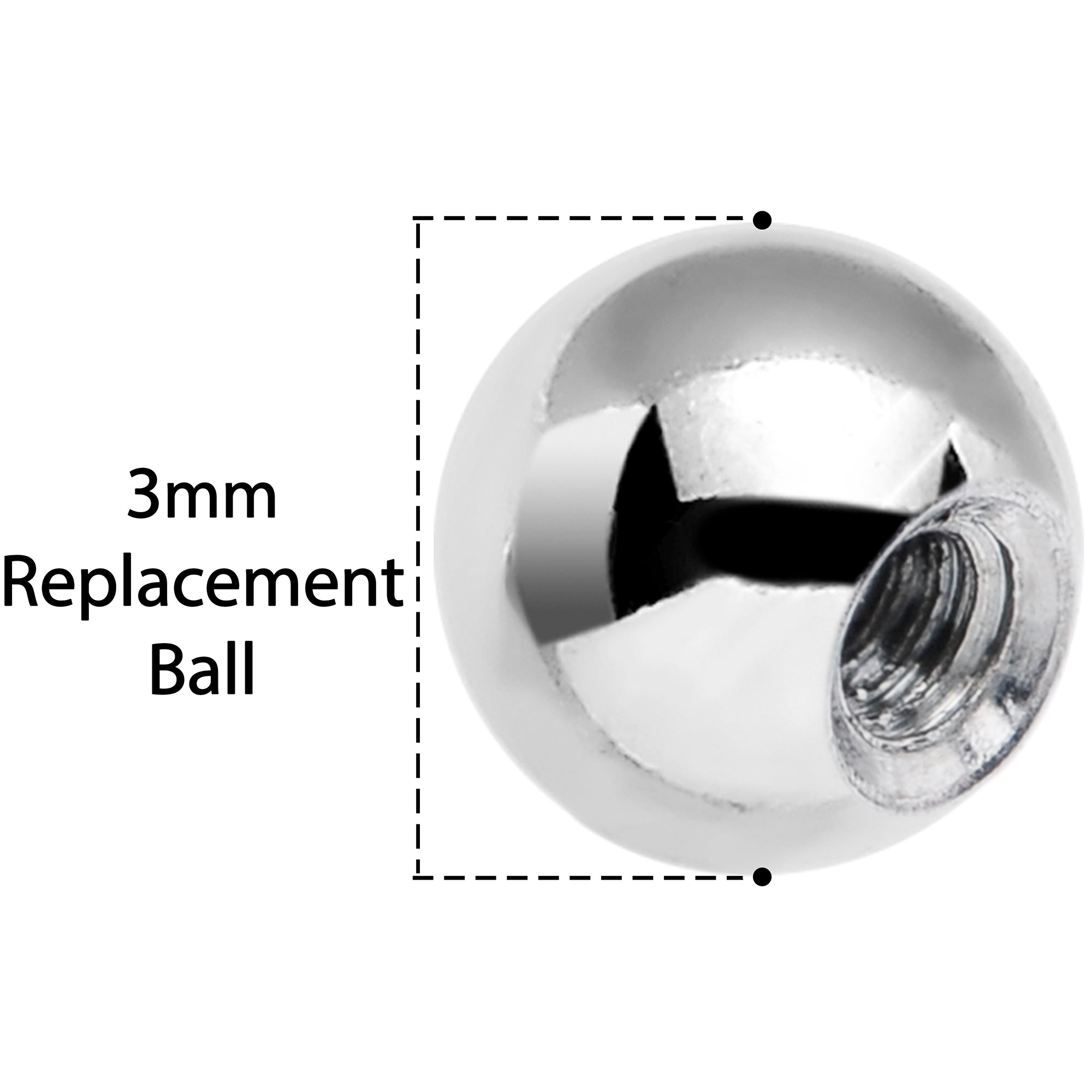 16 Gauge Black Gem 3mm Replacement Ball End