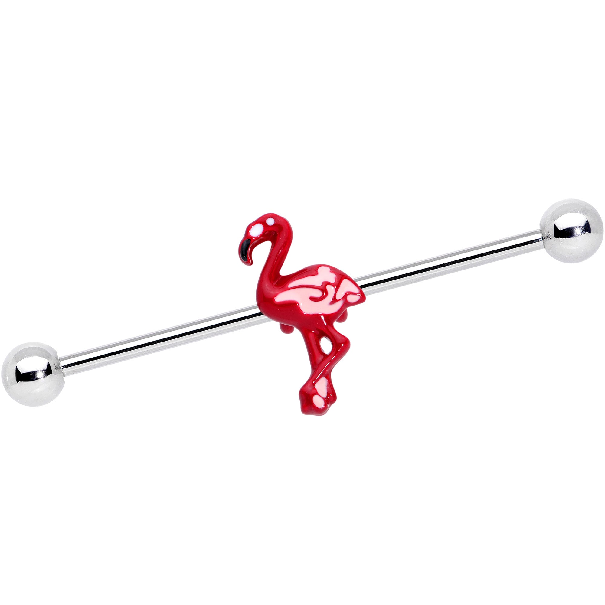 14 Gauge Red Pink Flamingo Industrial Barbell 38mm