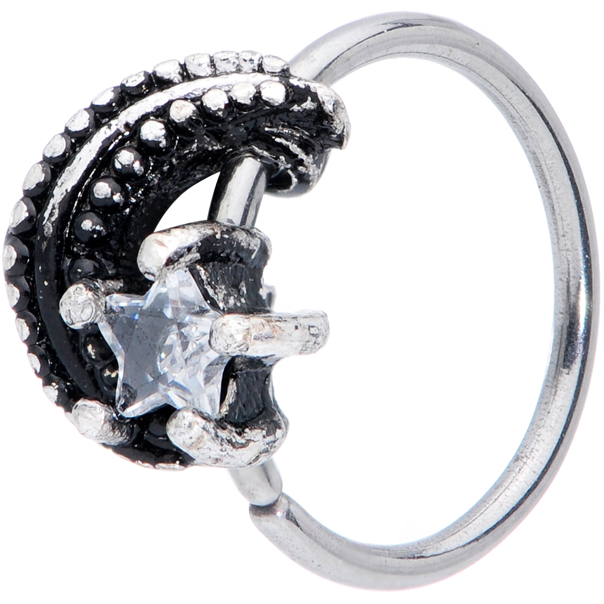 20 Gauge 3/8 Clear CZ Gem Shooting Star Nose Hoop