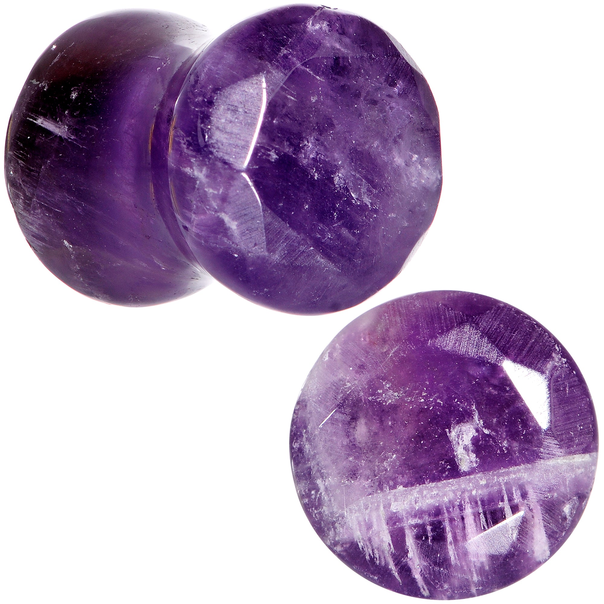 0 Gauge Purple Amethyst Saddle Plug Set