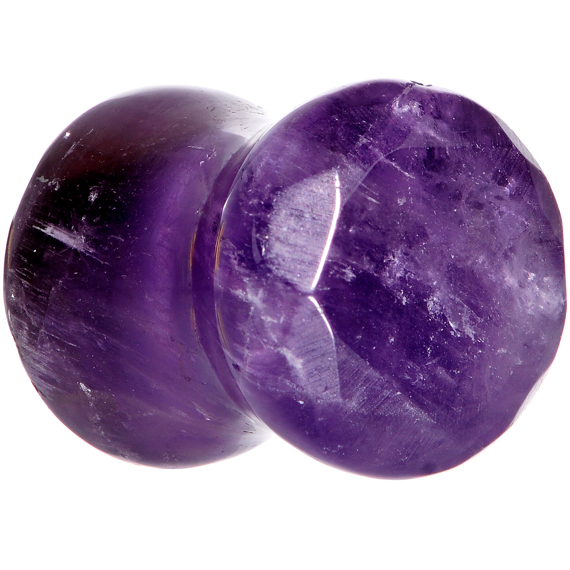 0 Gauge Purple Amethyst Saddle Plug Set