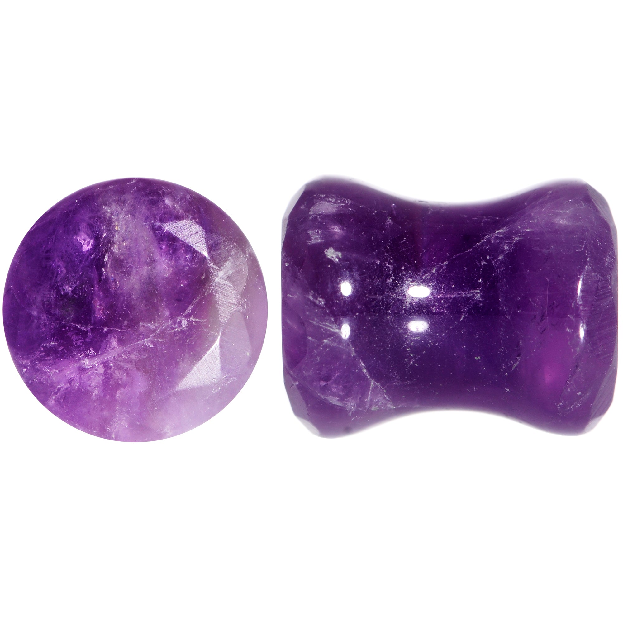 0 Gauge Purple Amethyst Saddle Plug Set