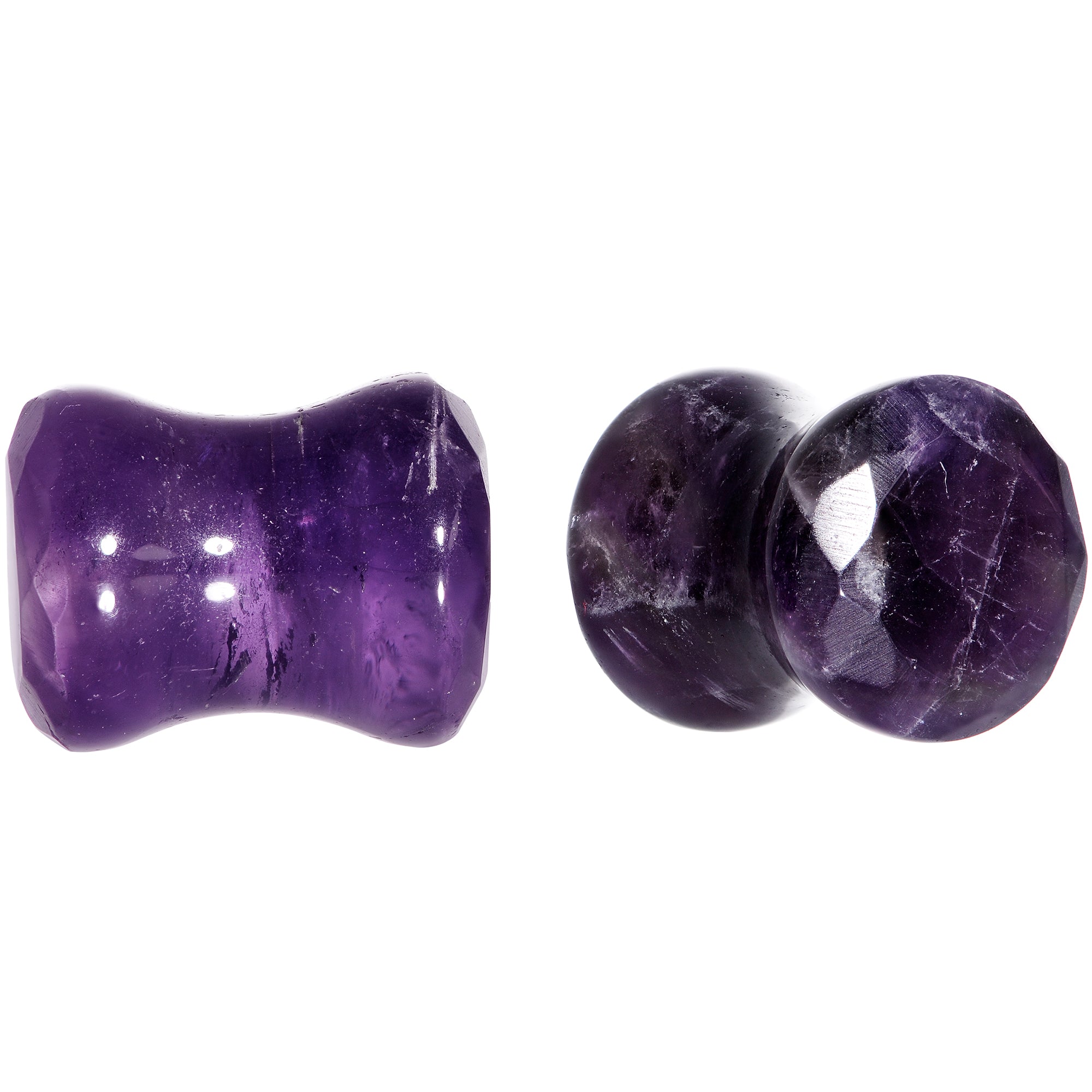 0 Gauge Purple Amethyst Saddle Plug Set