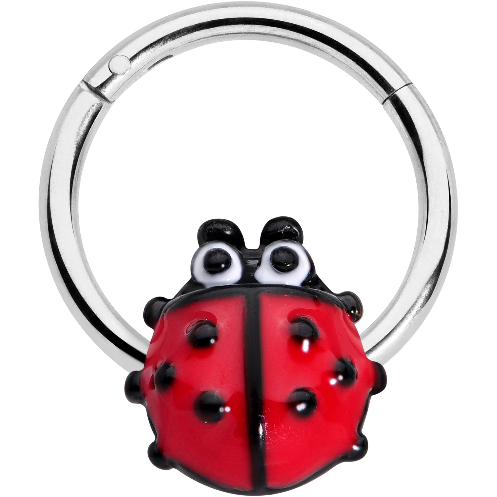 16 Gauge 3/8 Whimsical Ladybug Hinged Segment Ring