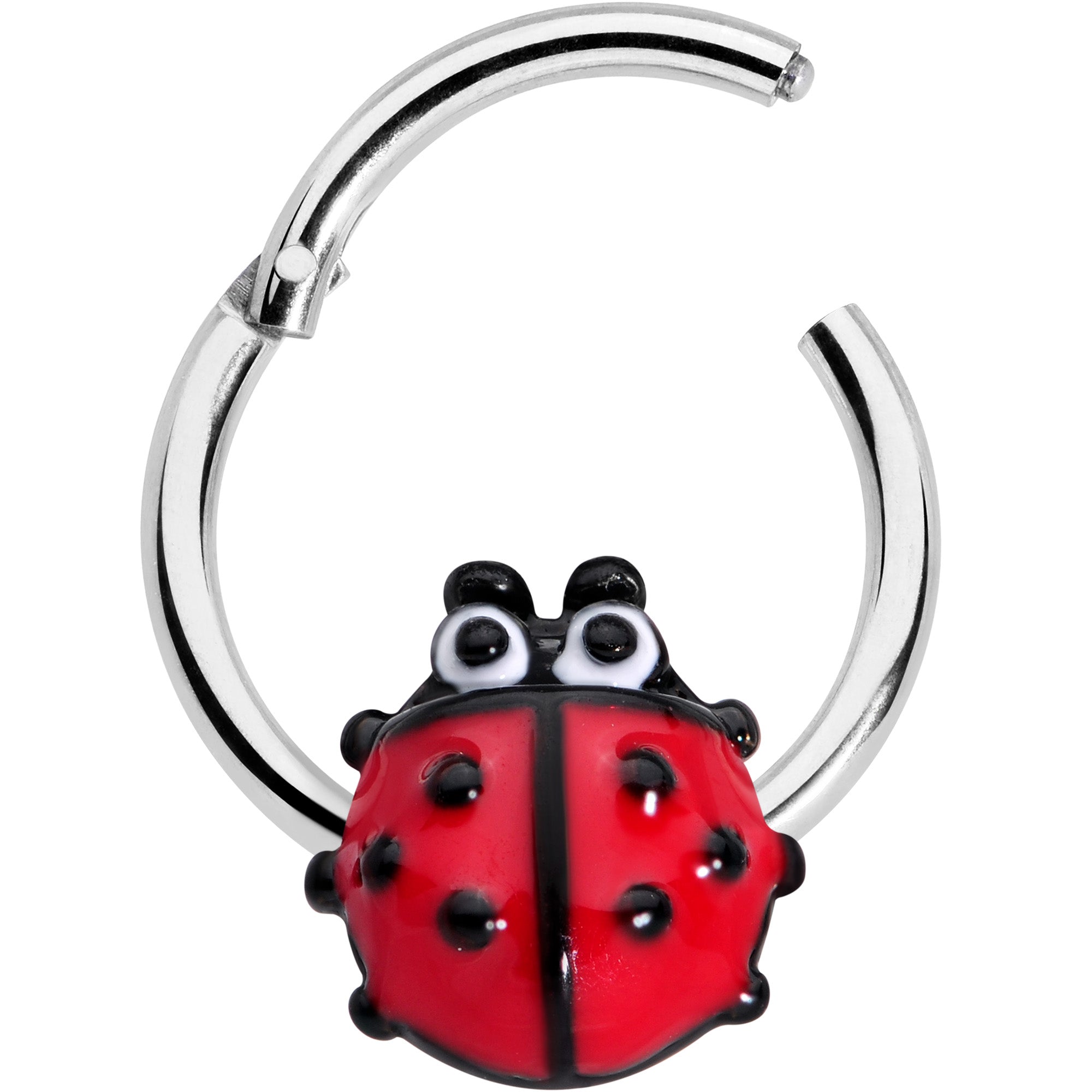 16 Gauge 3/8 Whimsical Ladybug Hinged Segment Ring