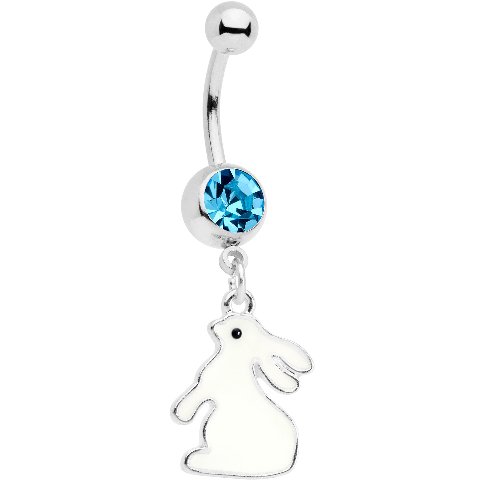 Aqua Gem Easter Bunny Glow in the Dark Dangle Belly Ring