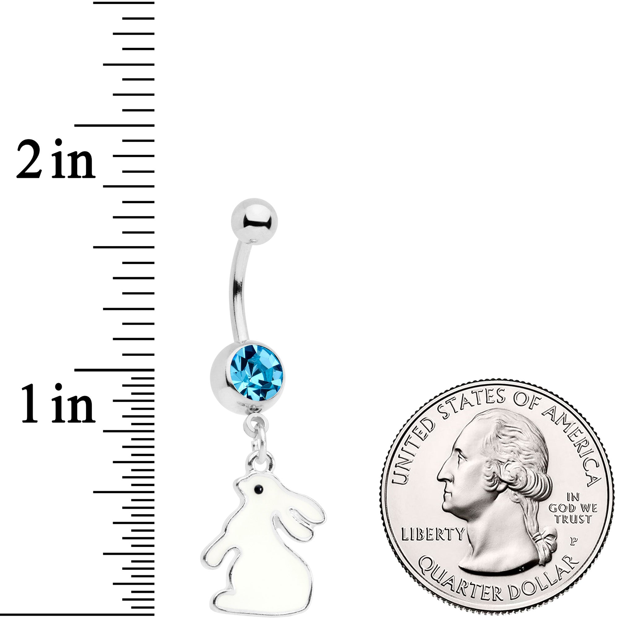 Aqua Gem Easter Bunny Glow in the Dark Dangle Belly Ring