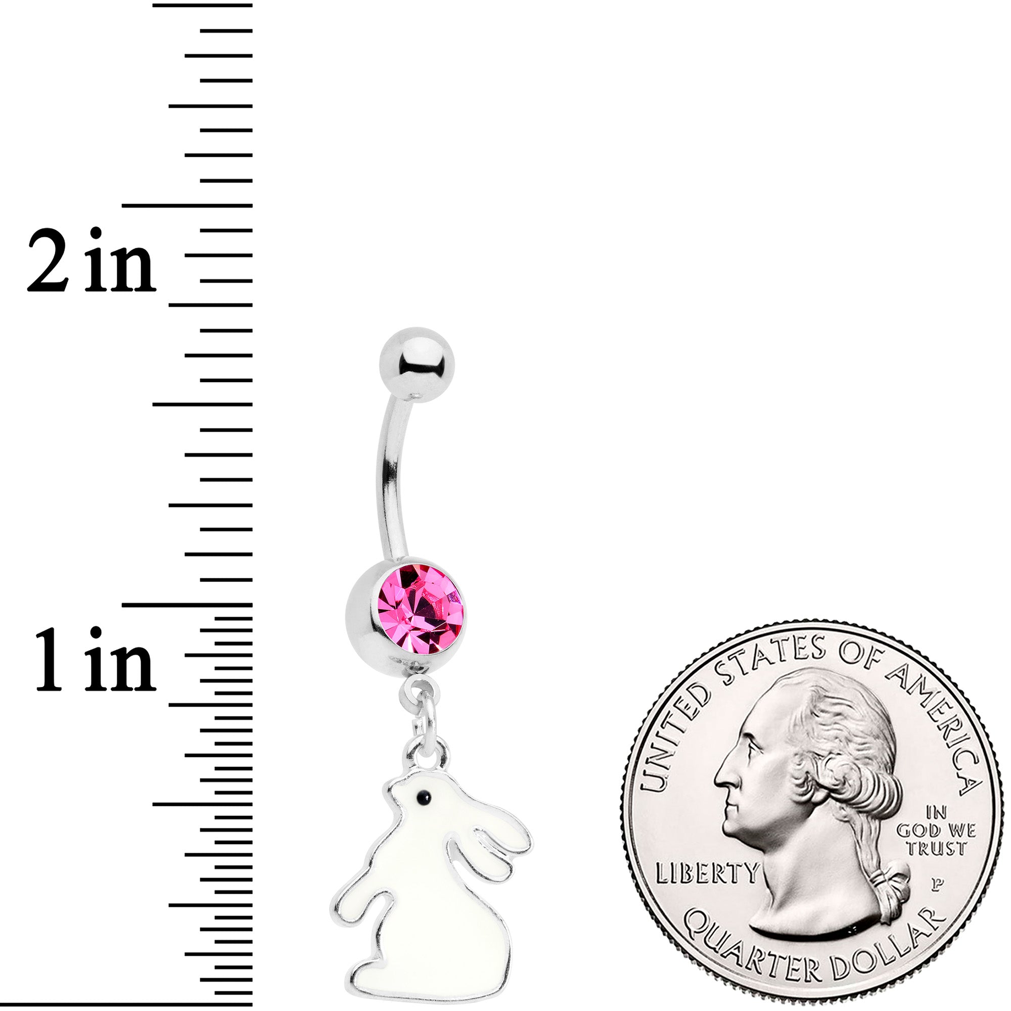 Pink Gem Easter Bunny Glow in the Dark Dangle Belly Ring