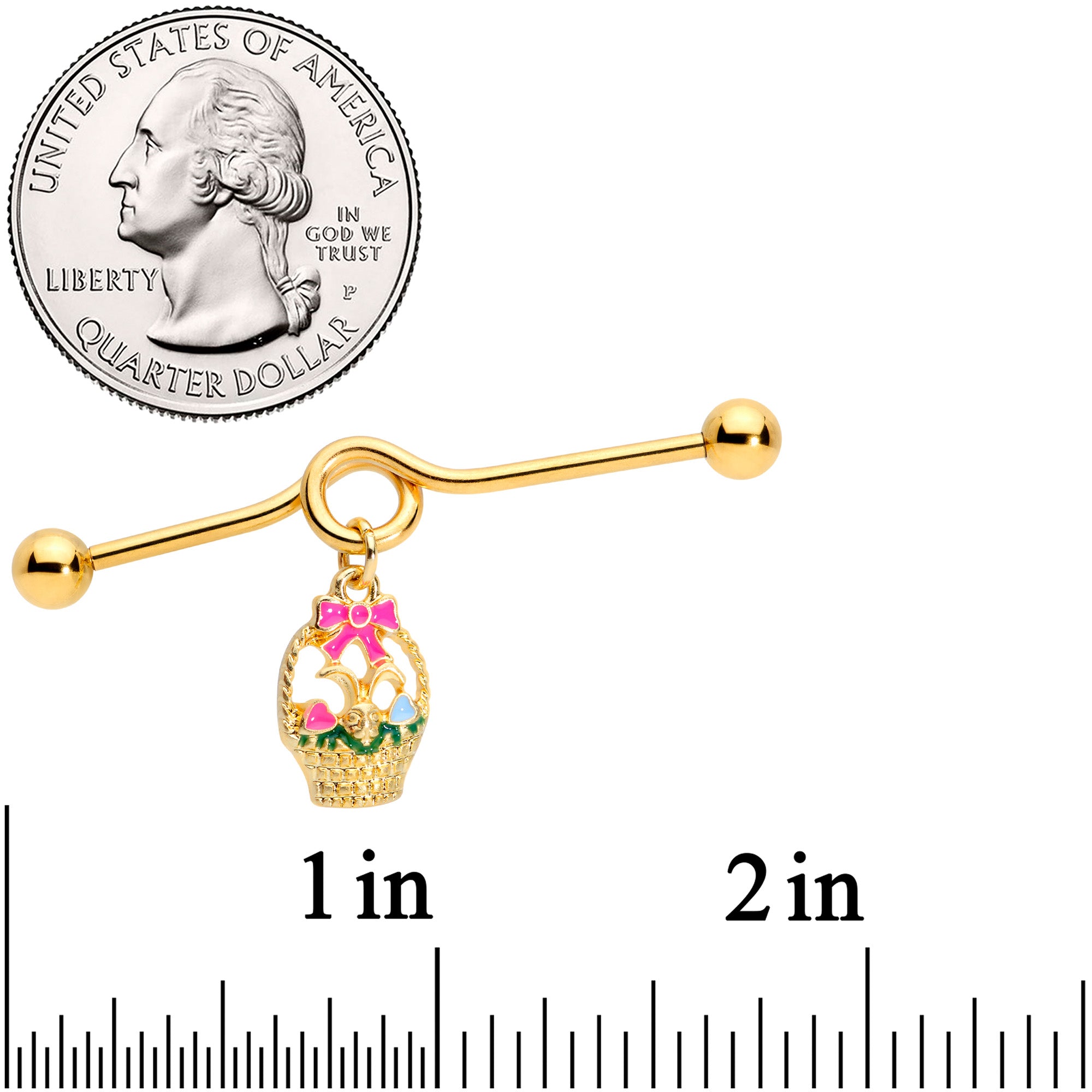 14 Gauge Gold Tone Easter Basket Glow Dangle Project Bar 38mm