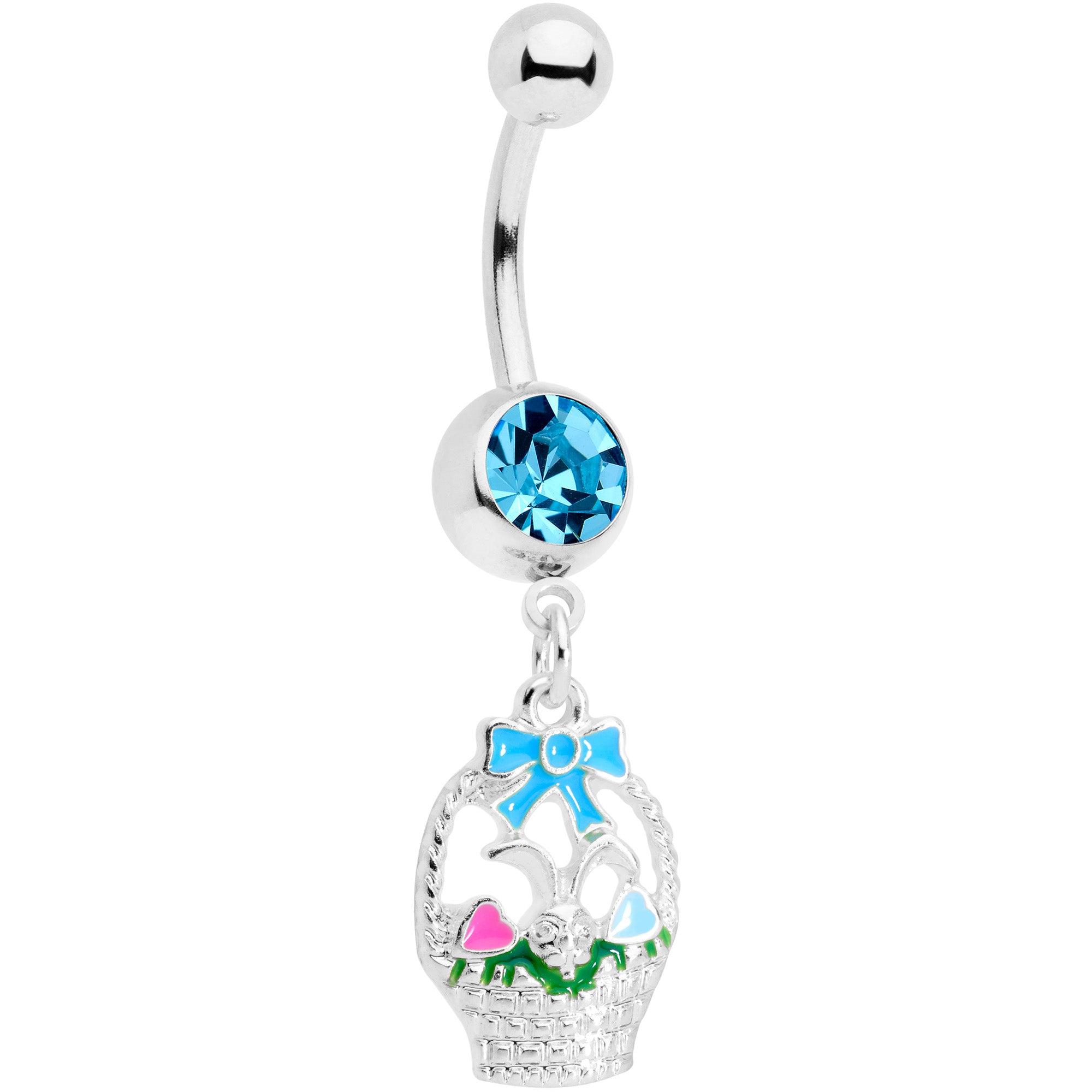 Blue Gem Easter Basket Dangle Belly Ring