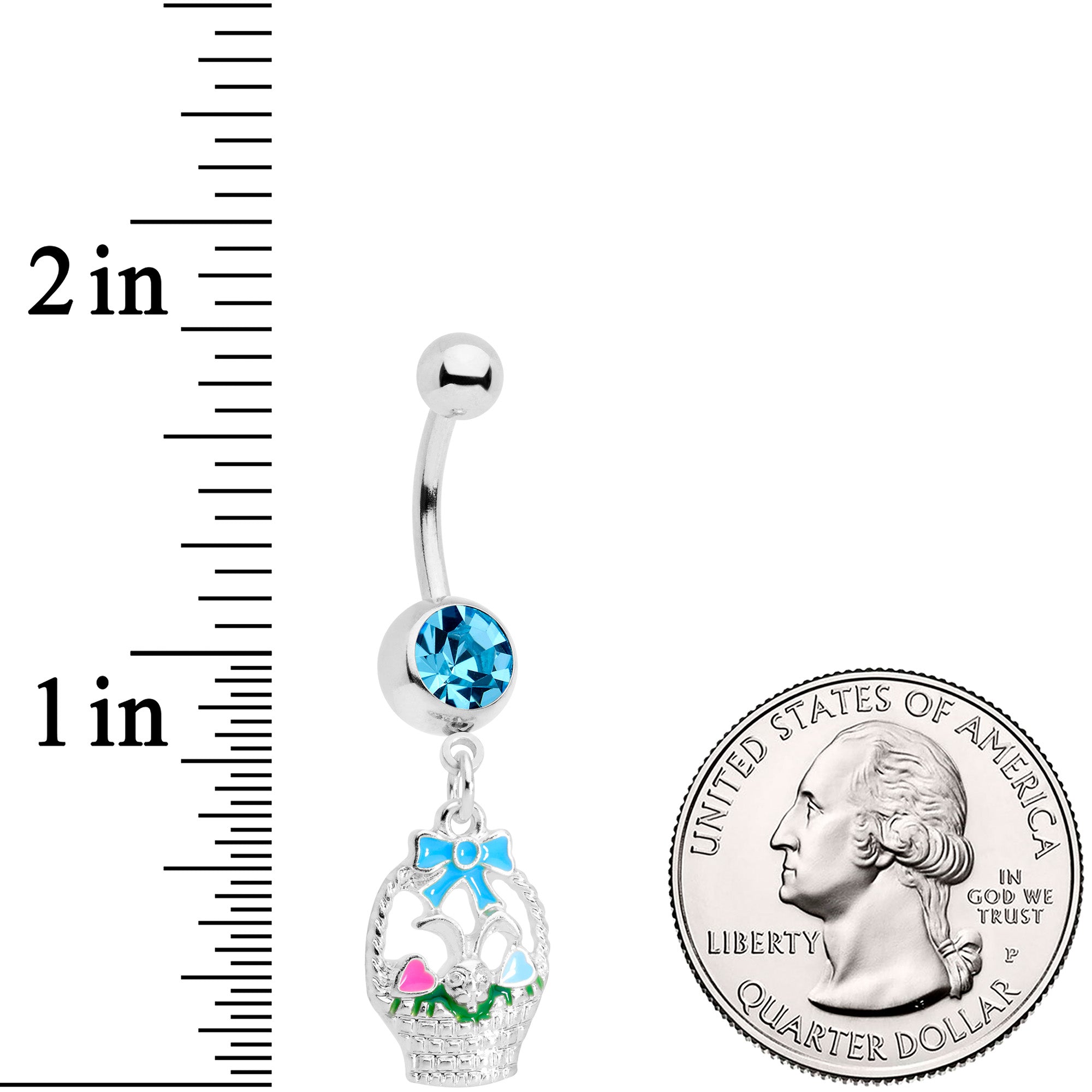 Blue Gem Easter Basket Dangle Belly Ring