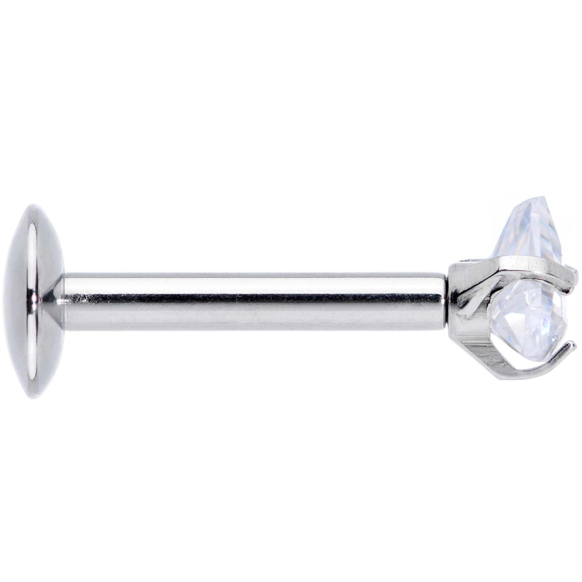 16 Gauge 5/16 Clear CZ Gem Triangle Internal Thread Labret Tragus