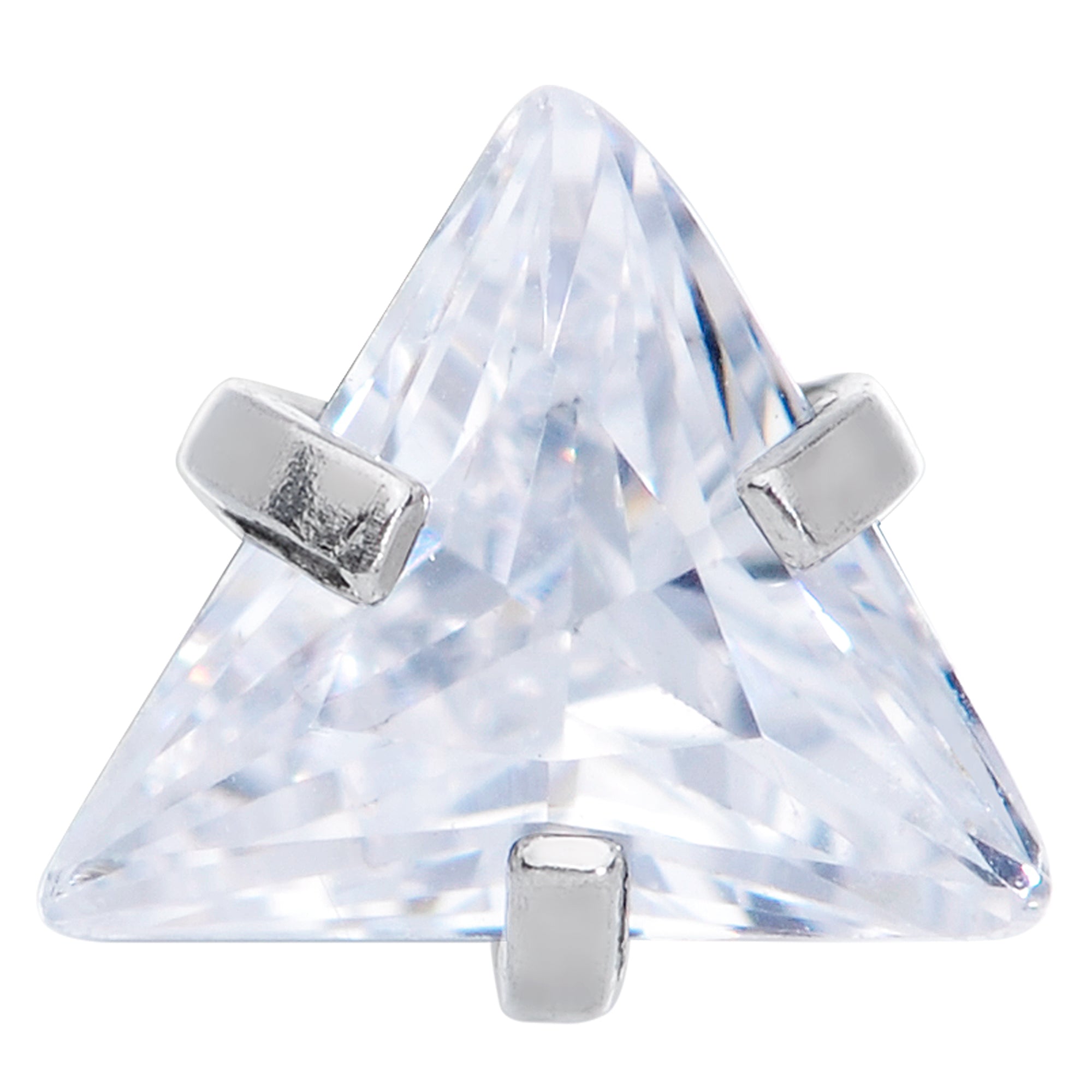 16 Gauge 5/16 Clear CZ Gem Triangle Internal Thread Labret Tragus