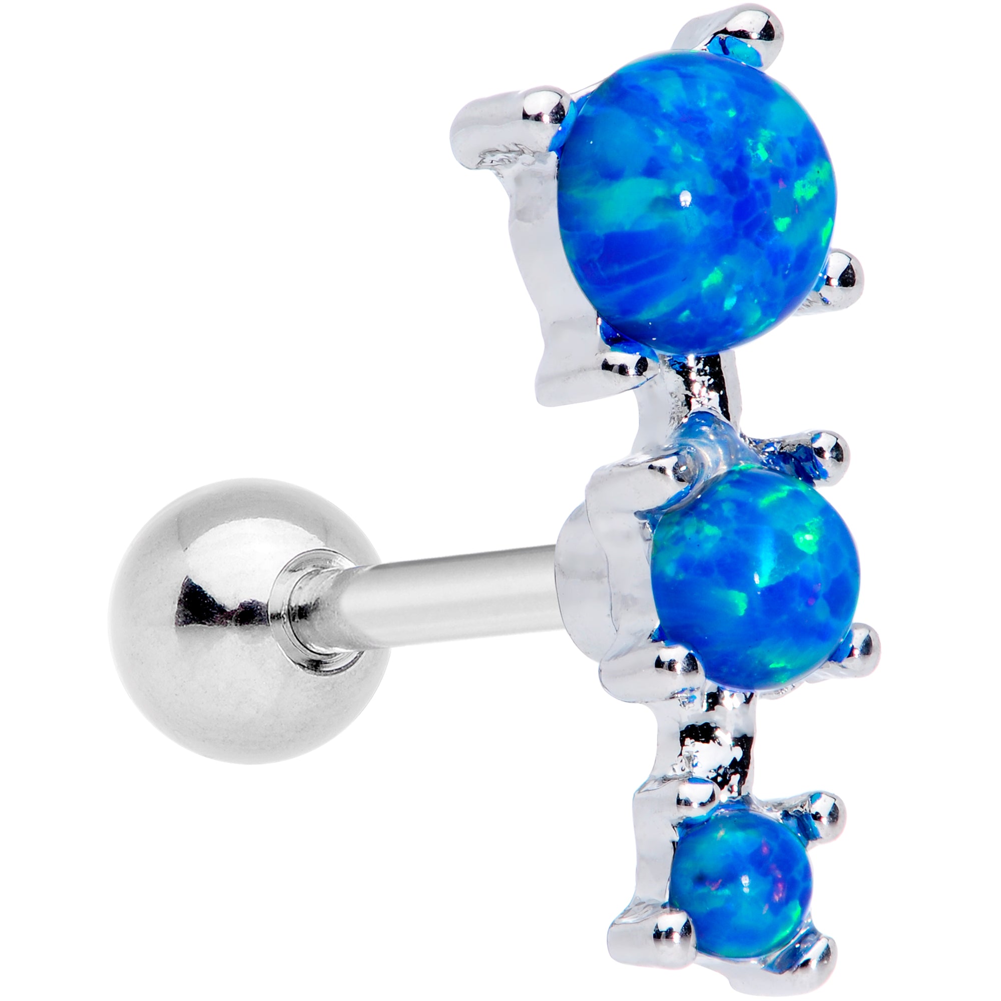 16 Gauge 1/4 Blue Synthetic Opal Triad Cartilage Tragus