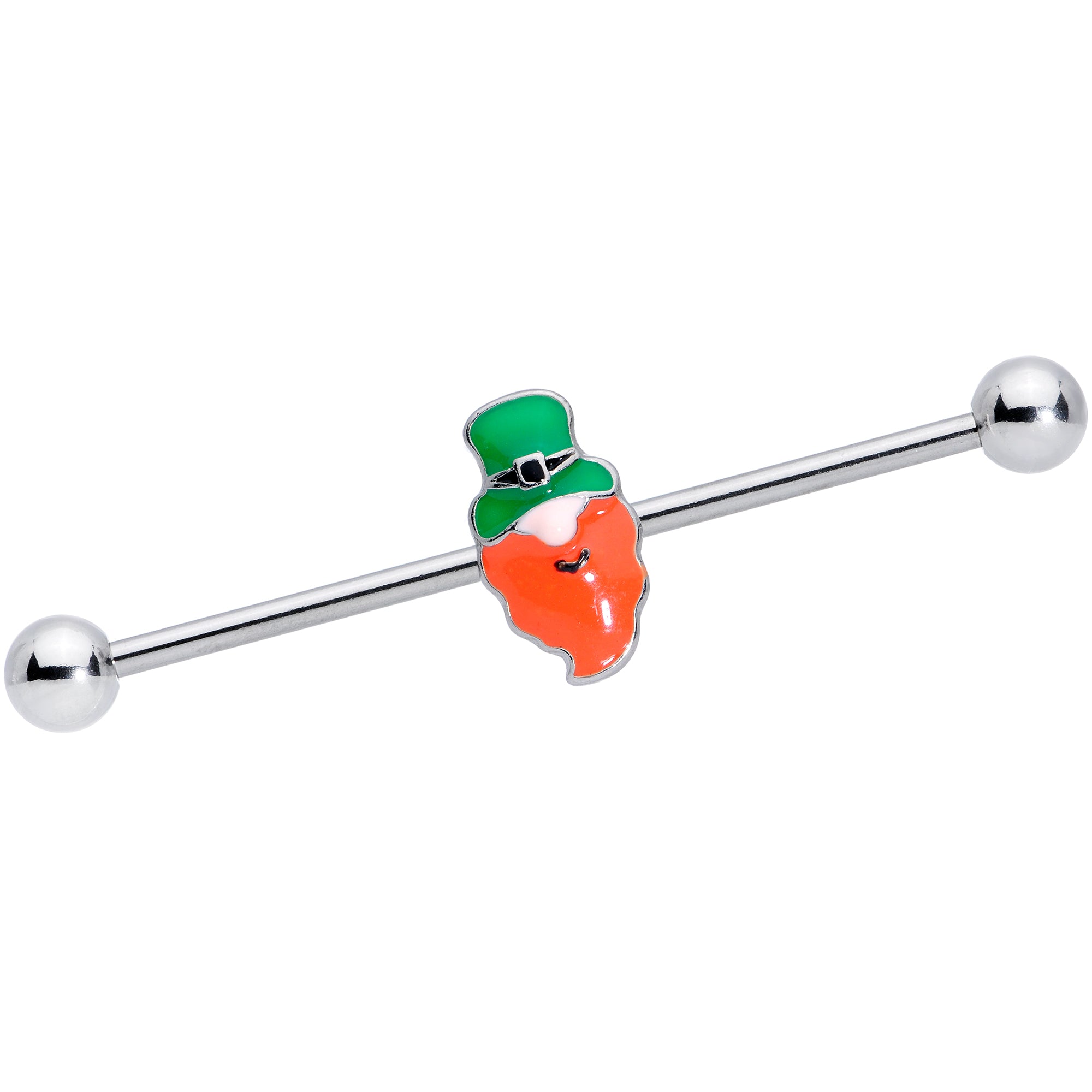 14 Gauge Green Leprechaun St Patricks Day Industrial Barbell Set 38mm