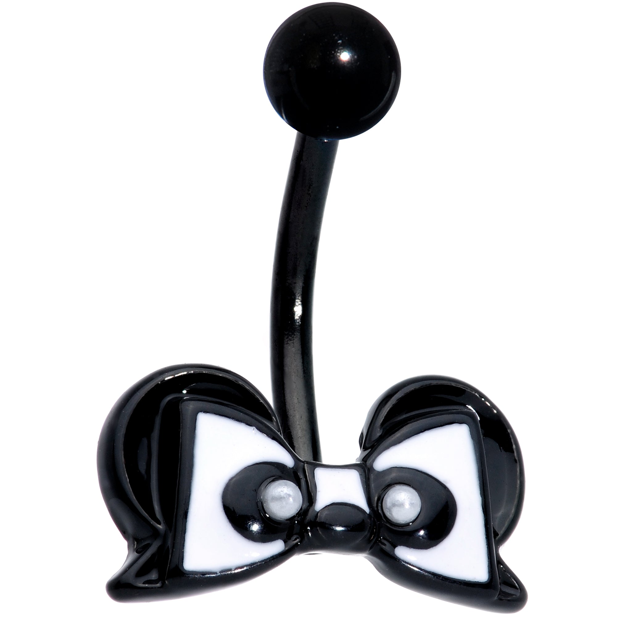 Black Bow Panda Bear Belly Ring