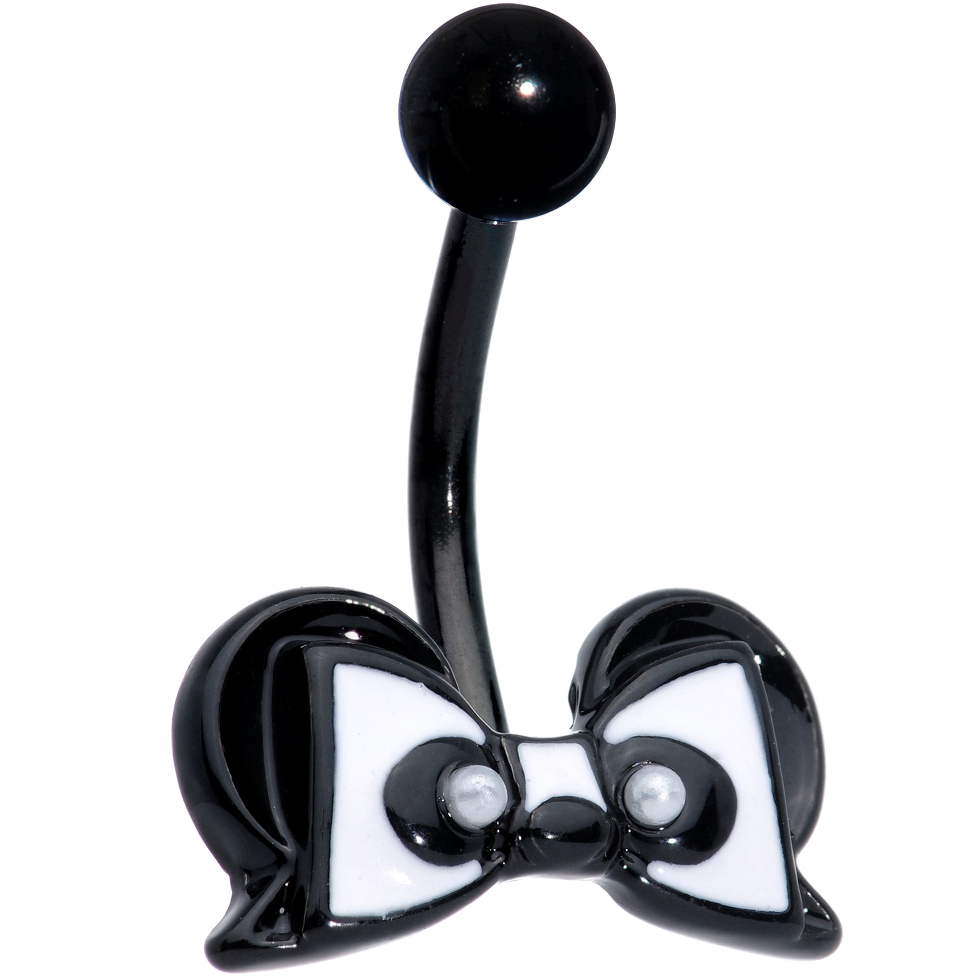 Black Bow Panda Bear Belly Ring