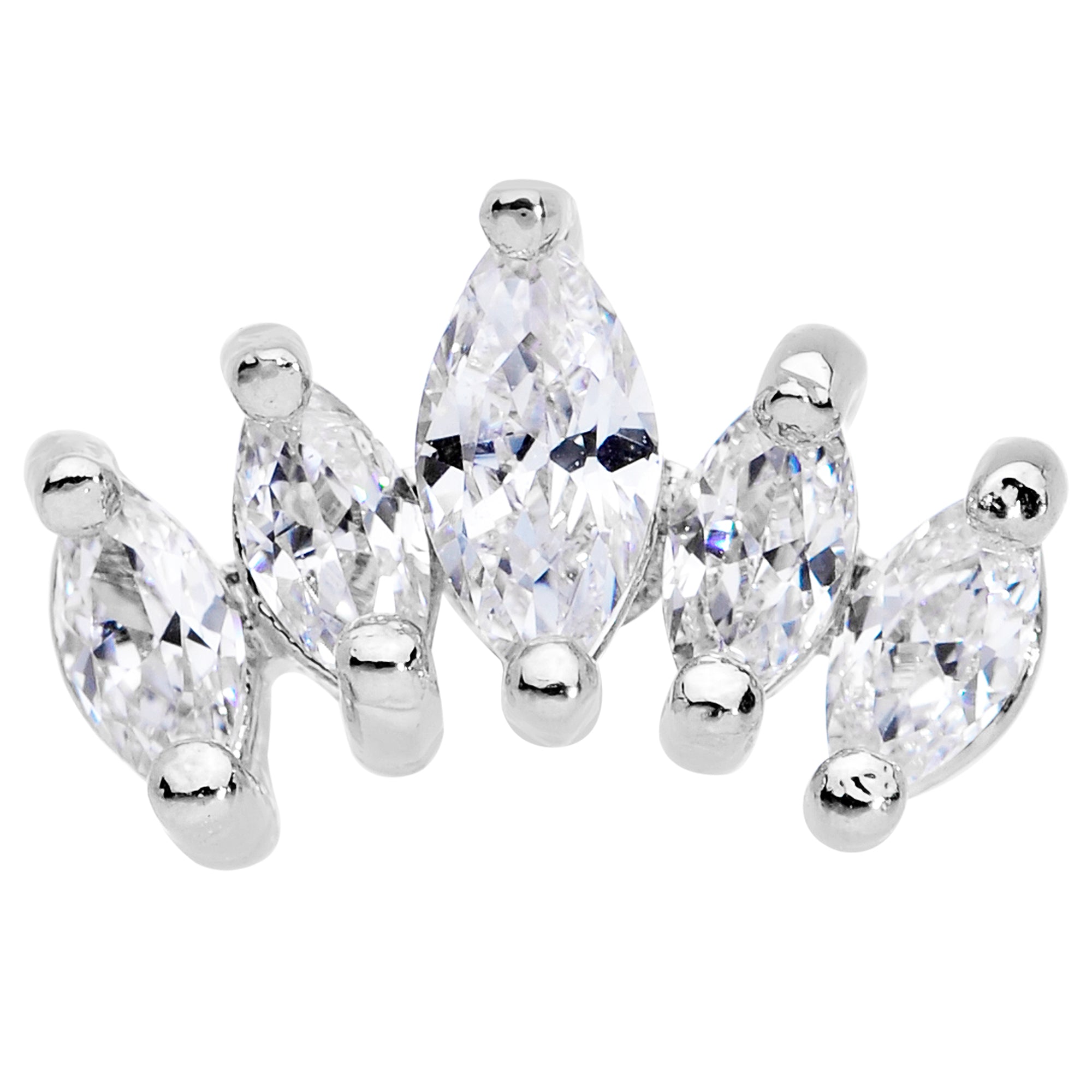 16 Gauge 1/4 Clear CZ Gem Crown Cartilage Tragus Earring