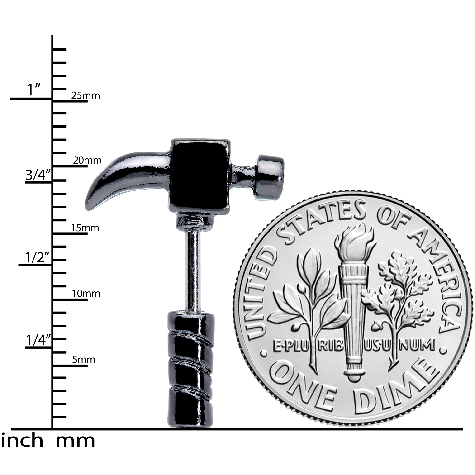 16 Gauge 1/4 Black Claw Hammer Cartilage Tragus