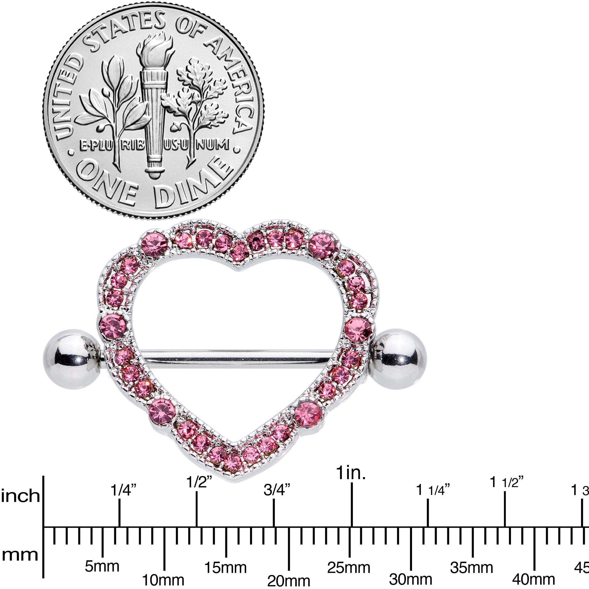 14 Gauge 5/8 Devil Heart Valentine Nipple Shield Set