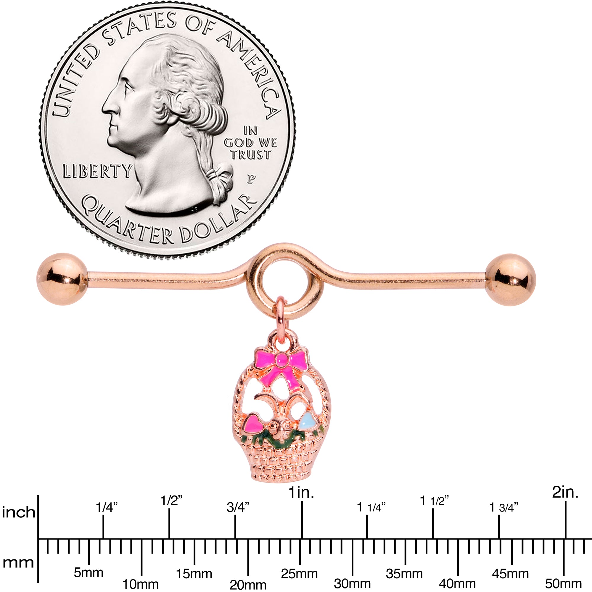 14 Gauge Rose Gold Tone Easter Basket Dangle Project Bar 38mm