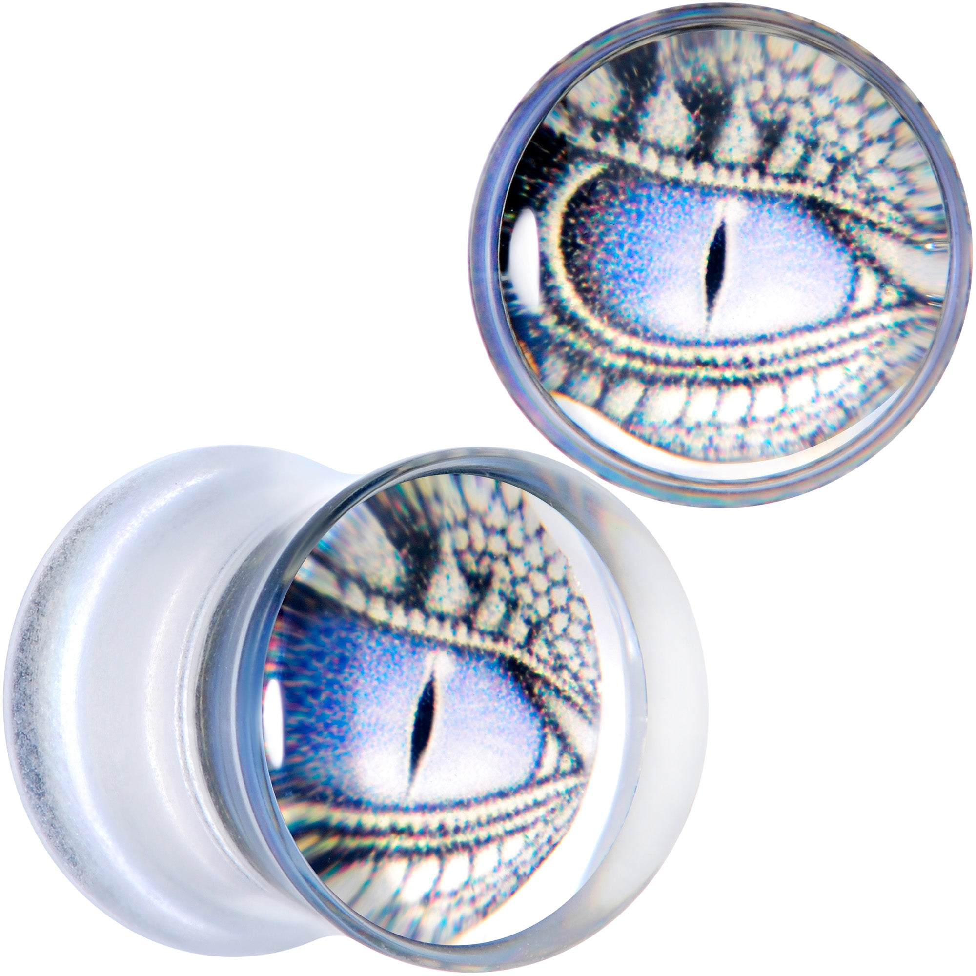 Clear Blue Acrylic Dragons Eye Saddle Plug Set