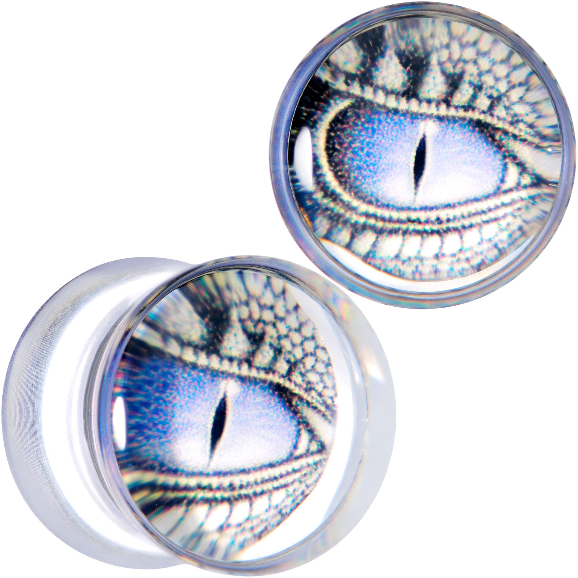 Clear Blue Acrylic Dragons Eye Saddle Plug Set