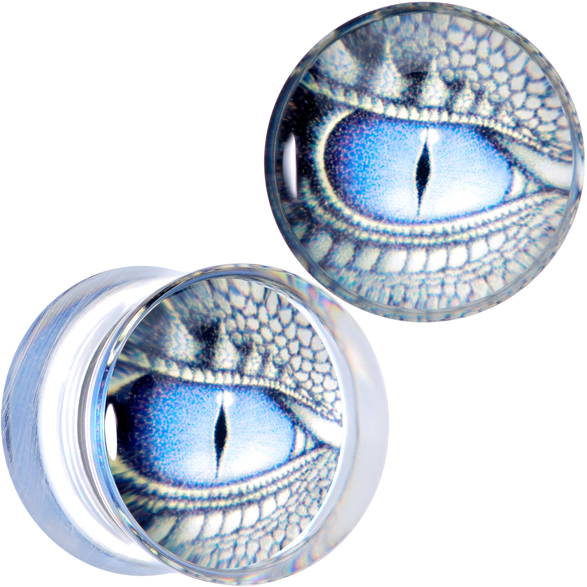 Clear Blue Acrylic Dragons Eye Saddle Plug Set