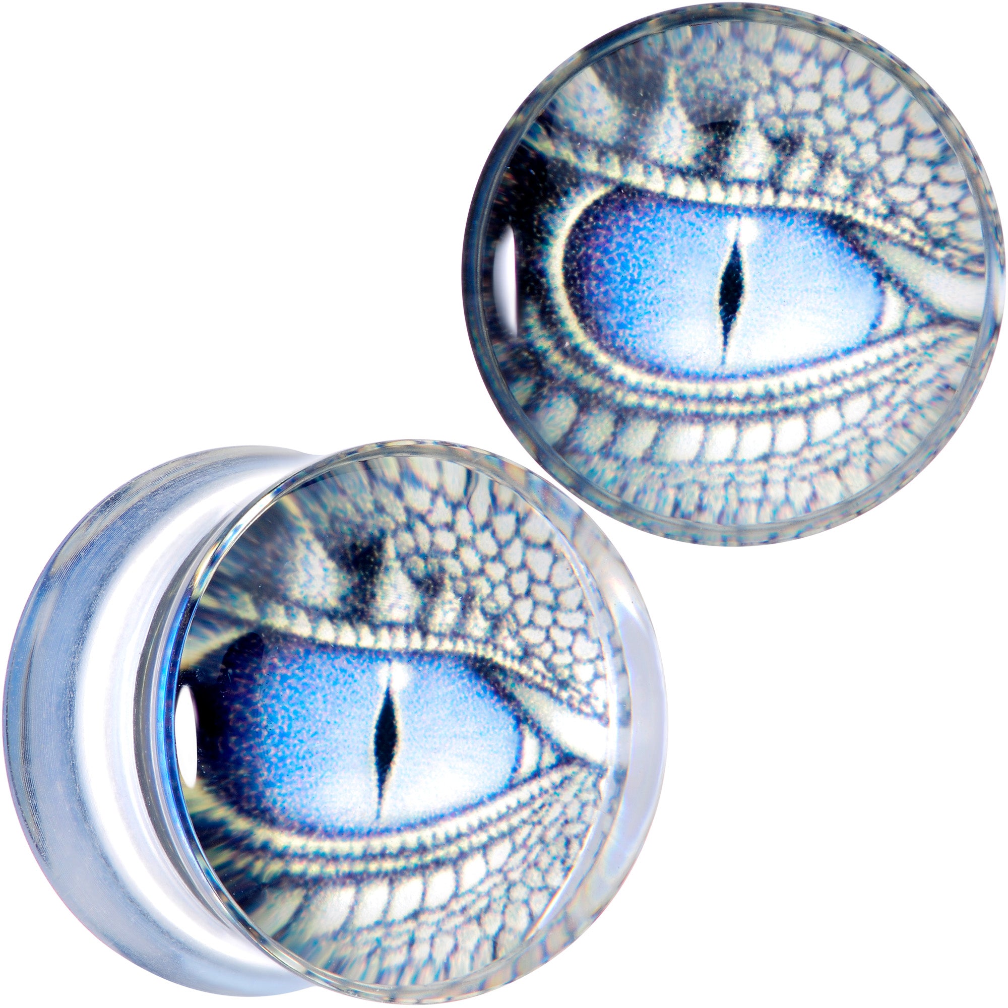 Clear Blue Acrylic Dragons Eye Saddle Plug Set