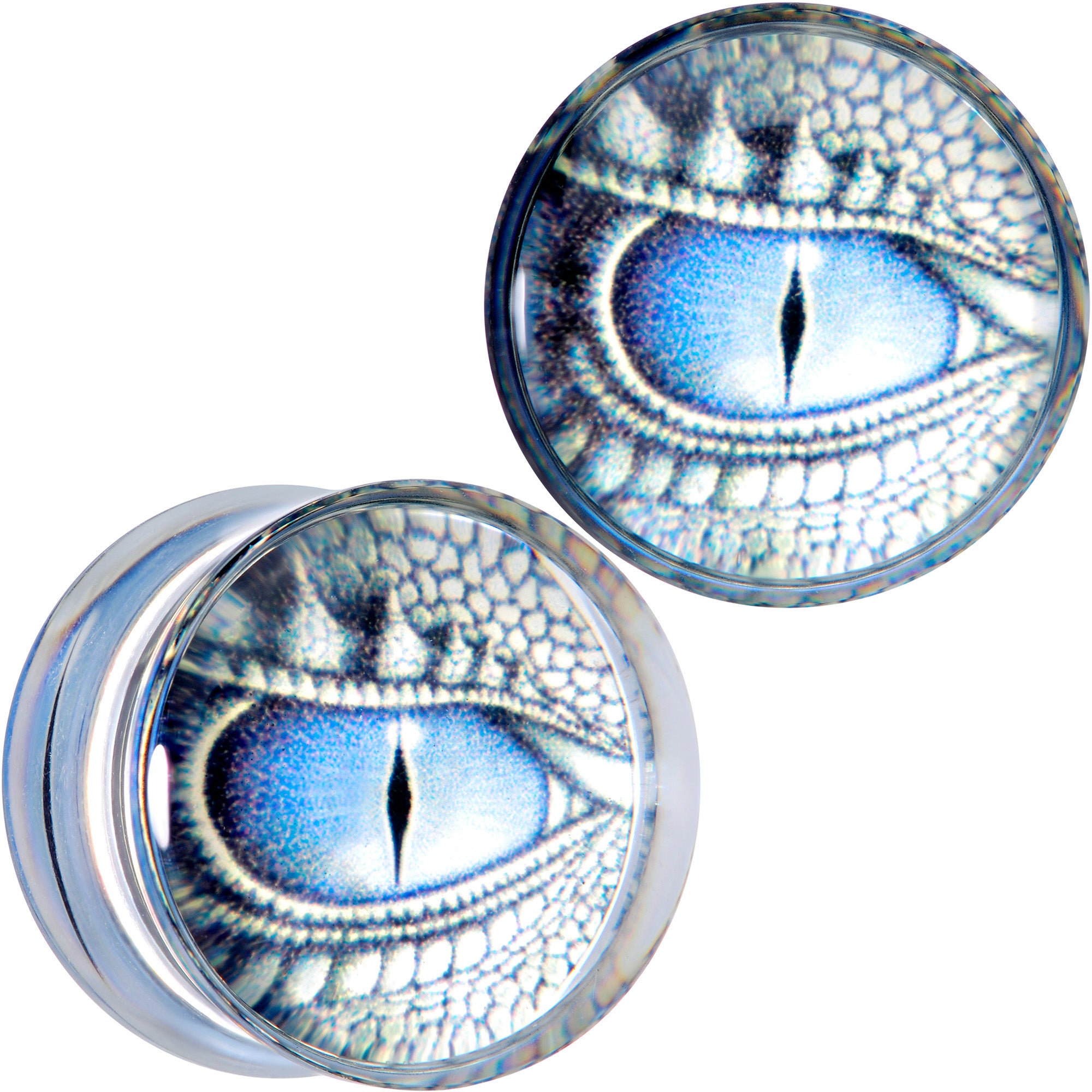 Clear Blue Acrylic Dragons Eye Saddle Plug Set