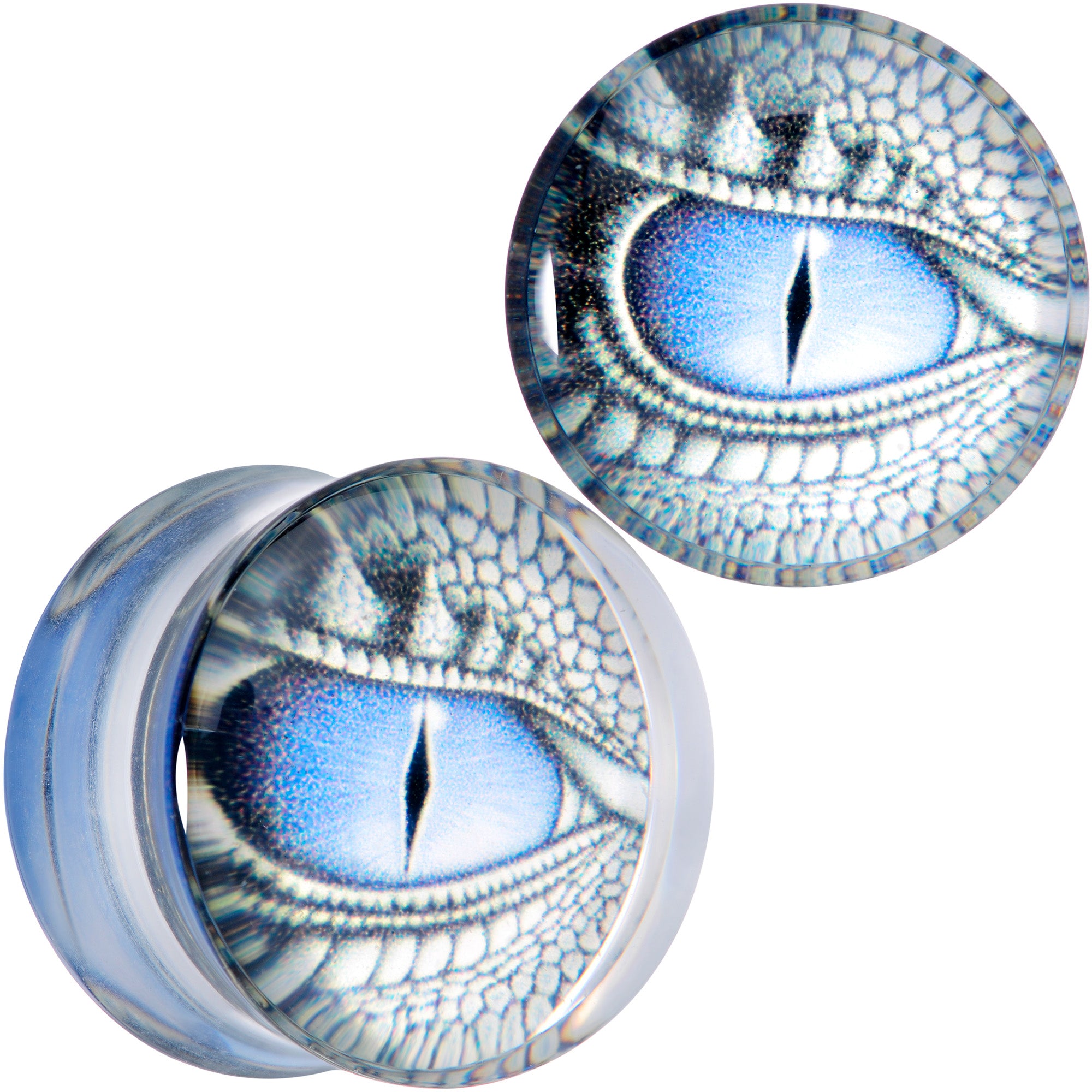 Clear Blue Acrylic Dragons Eye Saddle Plug Set