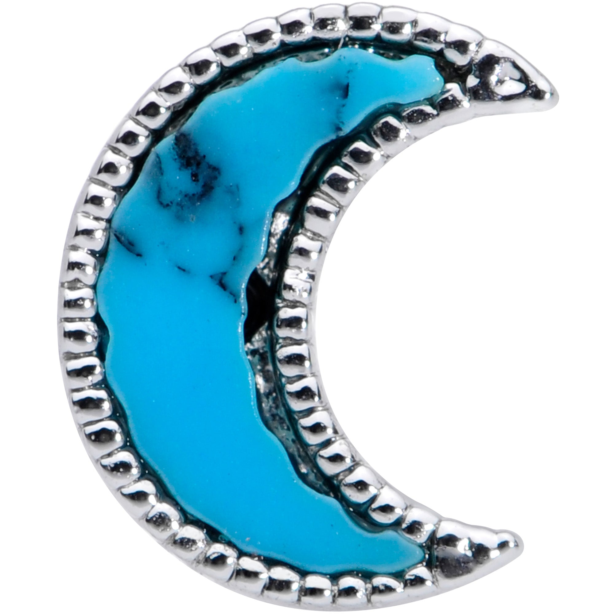 16 Gauge 1/4 Faux Turquoise Crescent Moon Cartilage Tragus Earring