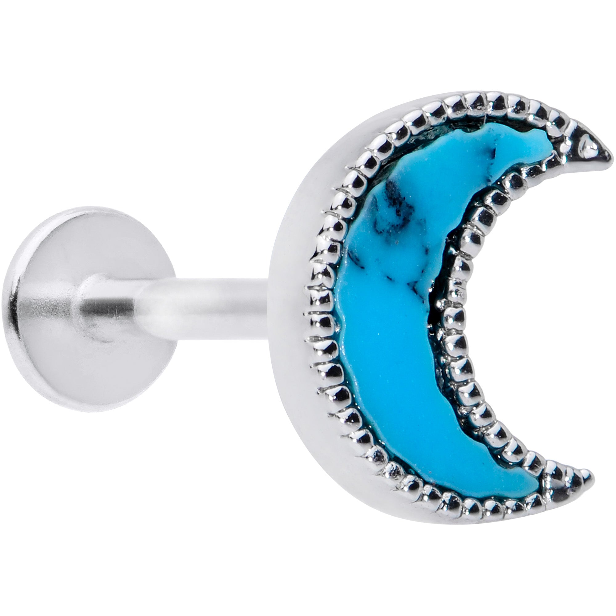 16 Gauge 5/16  Faux Turquoise Crescent Moon Labret Tragus Monroe