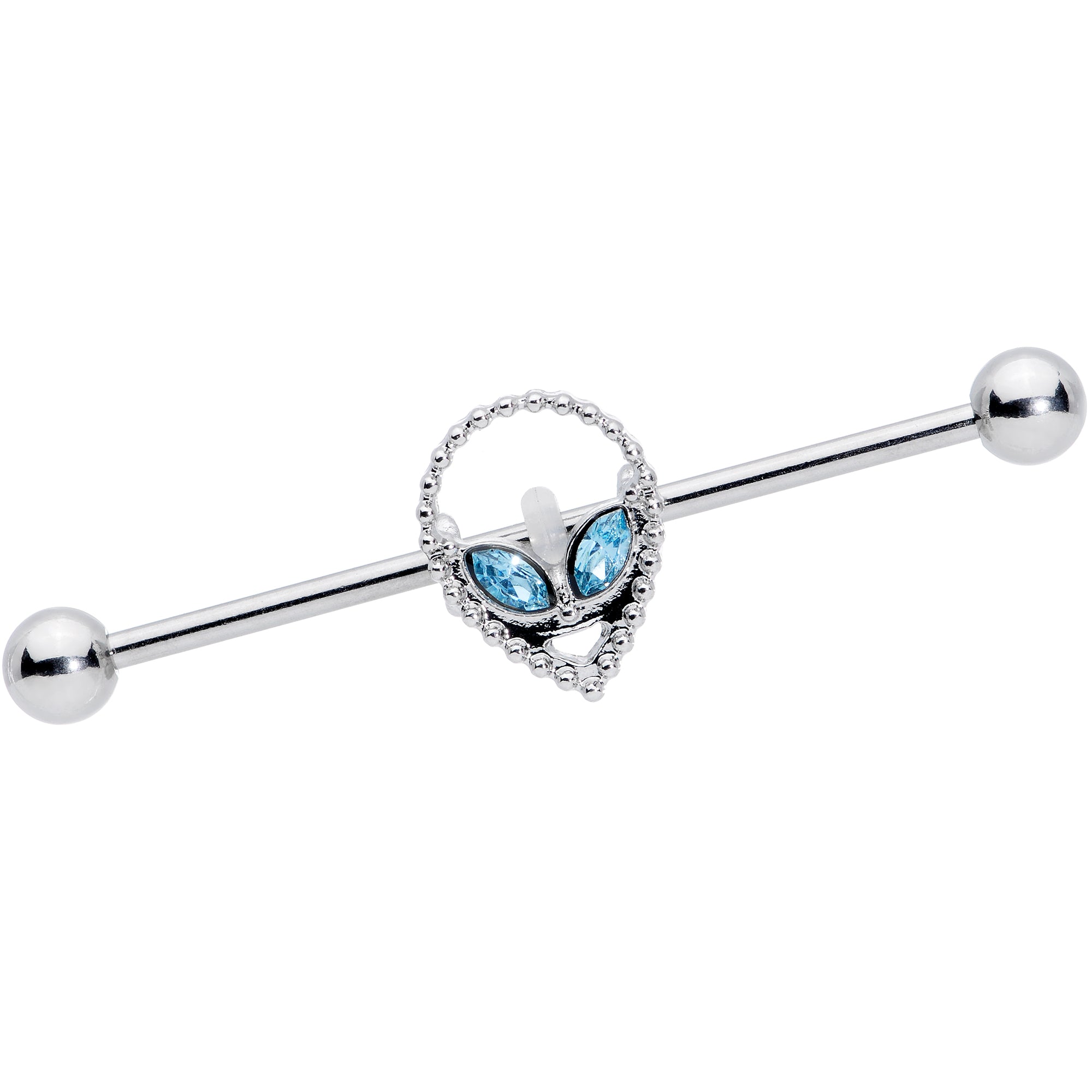 14 Gauge Aqua Gem Hollow Alien Industrial Barbell 38mm