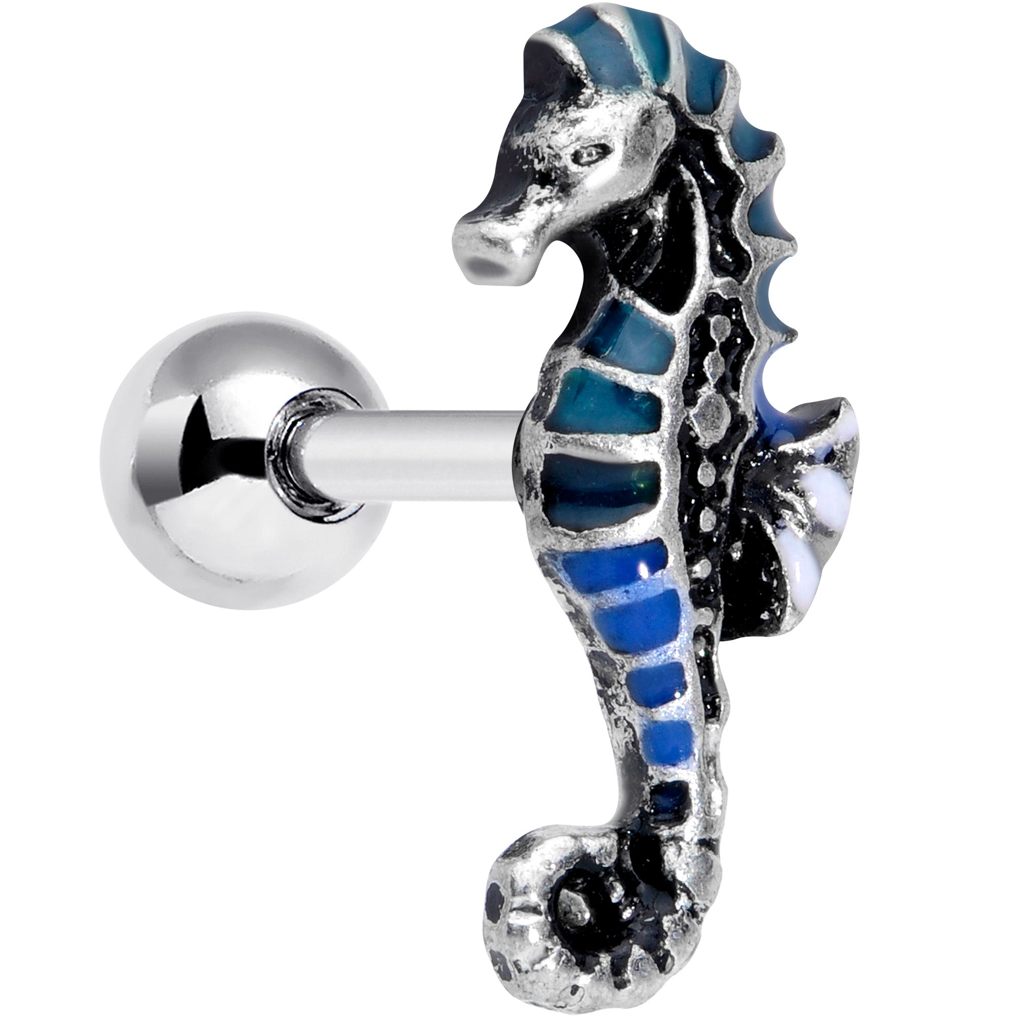 16 Gauge 1/4 Nautical Seahorse Cartilage Tragus Earring