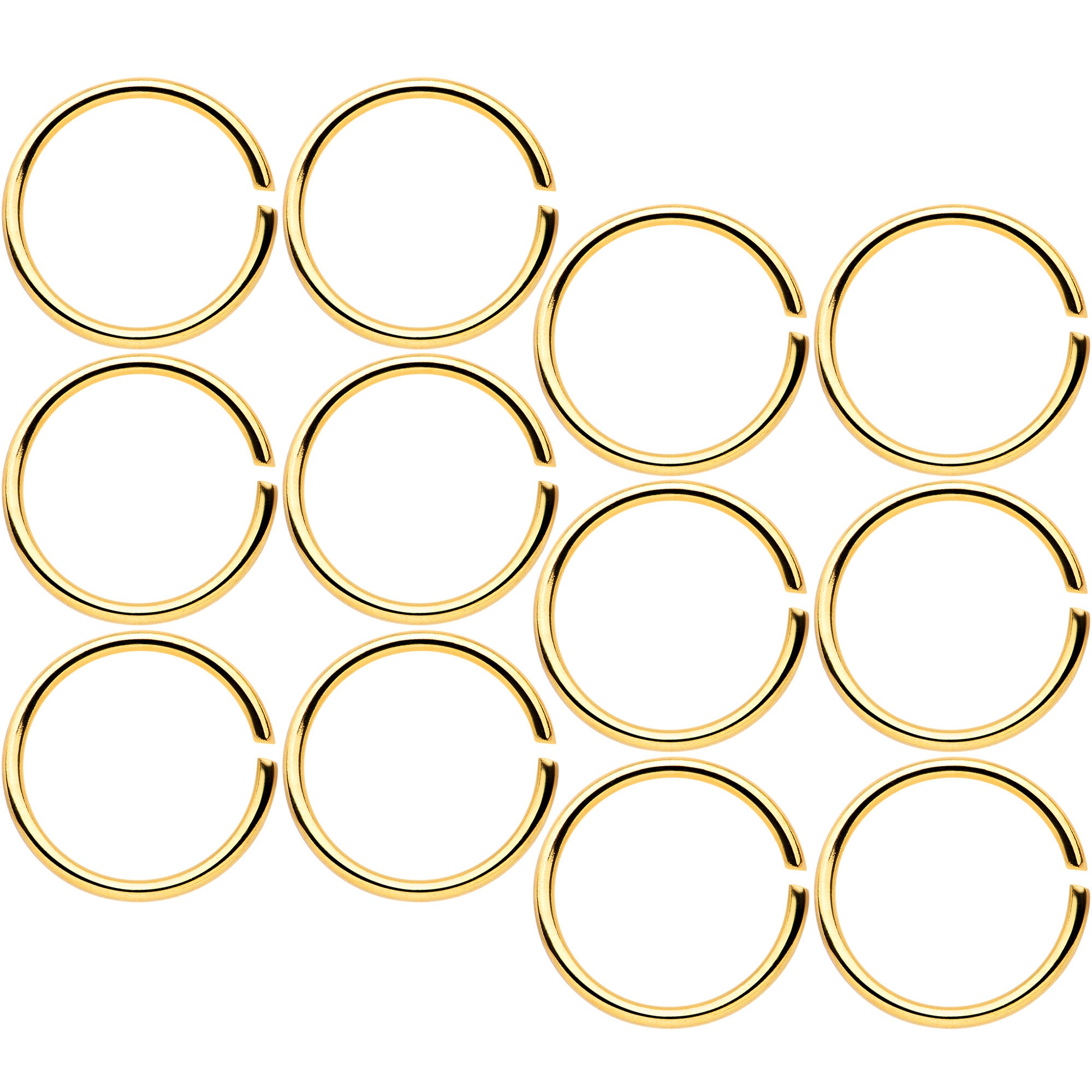 20 Gauge 5/16 Gold Tone Anodized Seamless Circular Ring Set of 12