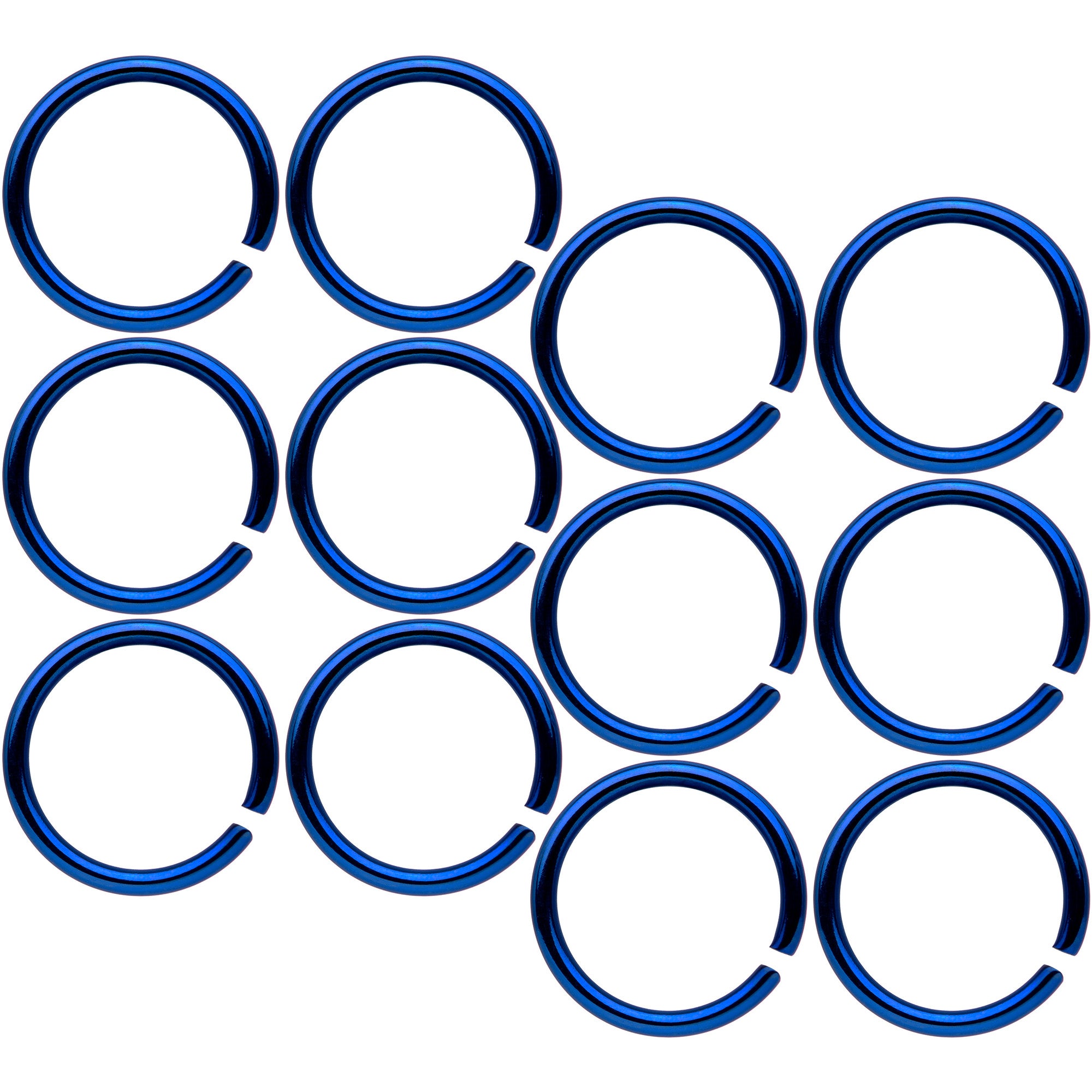 18 Gauge 5/16 Blue Tone Anodized Seamless Circular Ring Set of 12